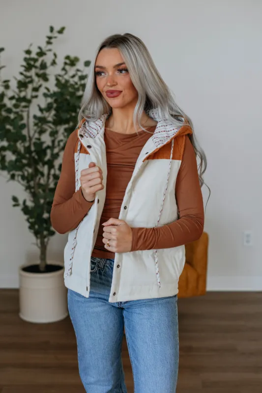 Shyanna Corduroy Vest - Natural sold by Wild Oak Boutique