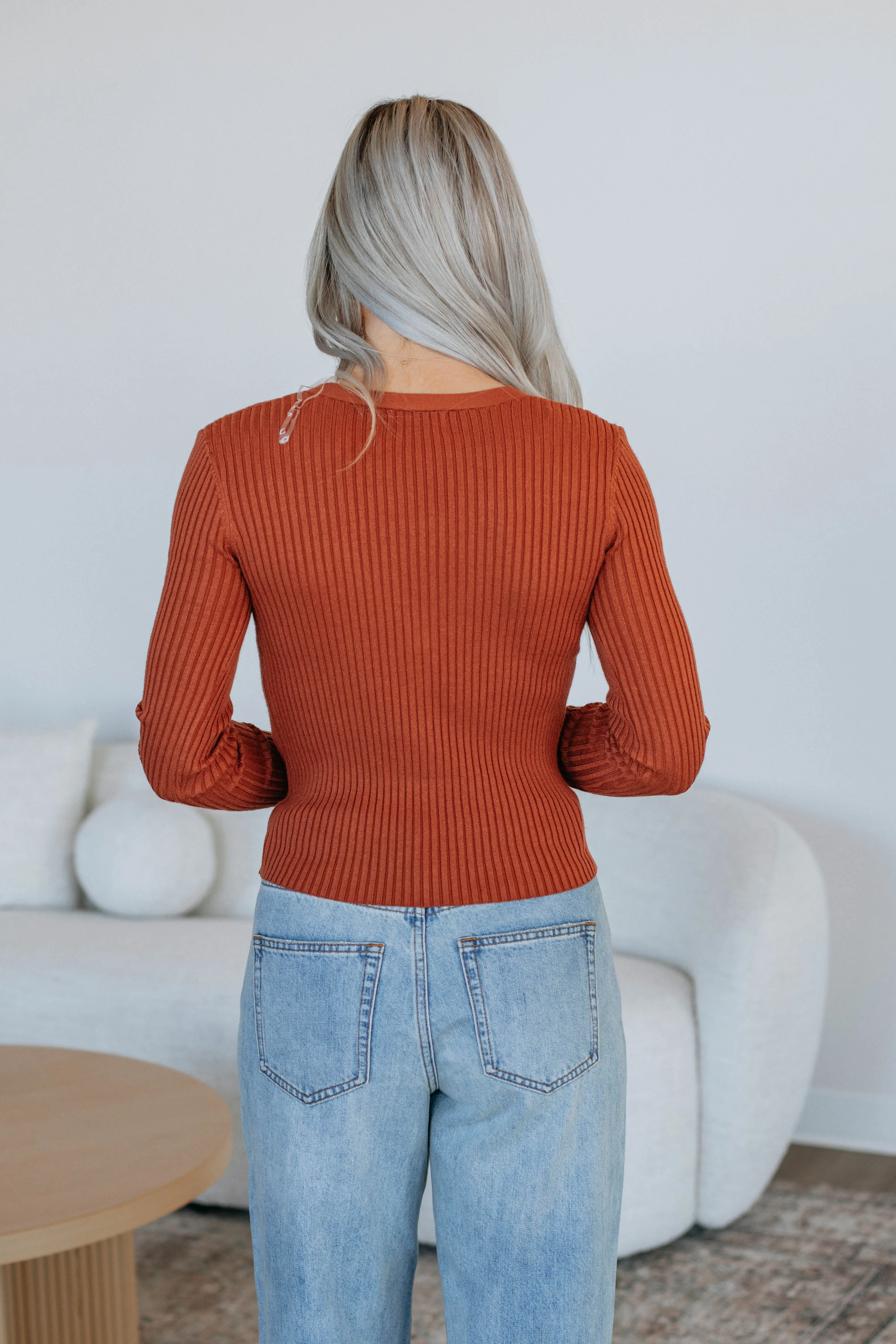 Lynsie Ribbed Cardigan - Rust sold by Wild Oak Boutique product image thumbnail 5