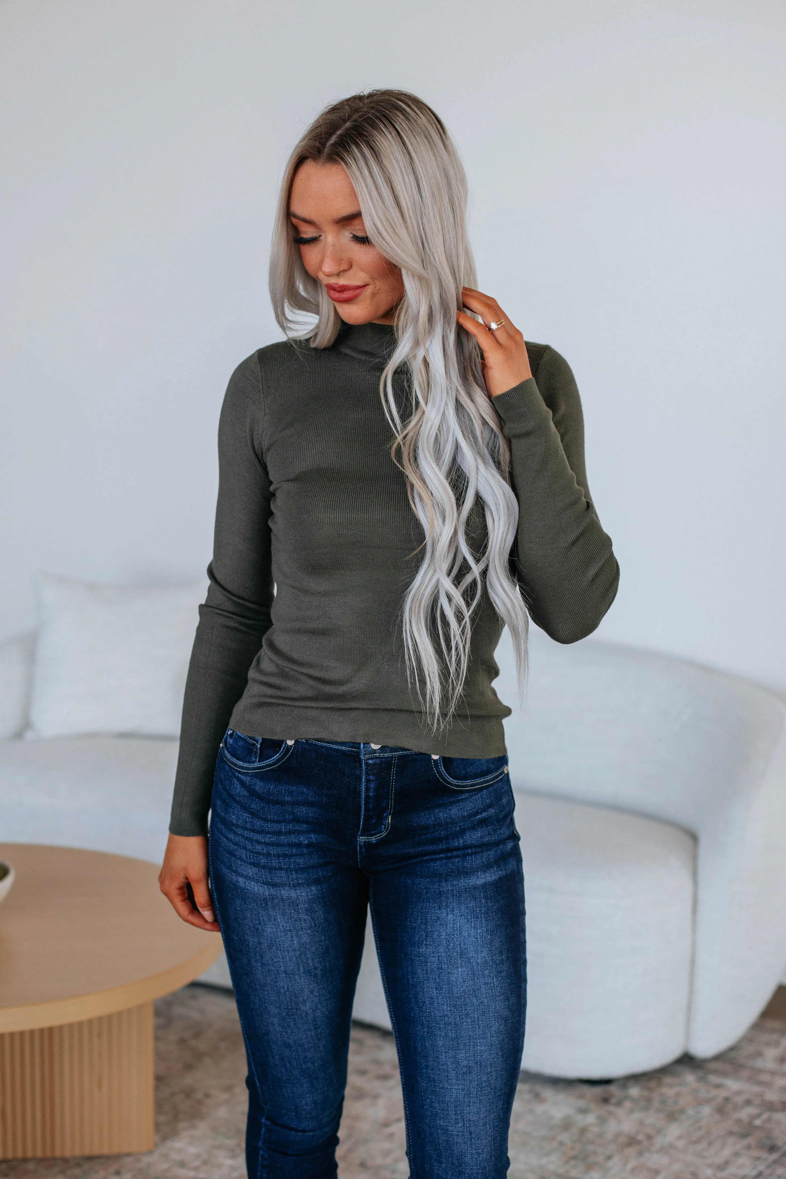 Trey Mock Neck Top - Forest sold by Wild Oak Boutique product image thumbnail 3