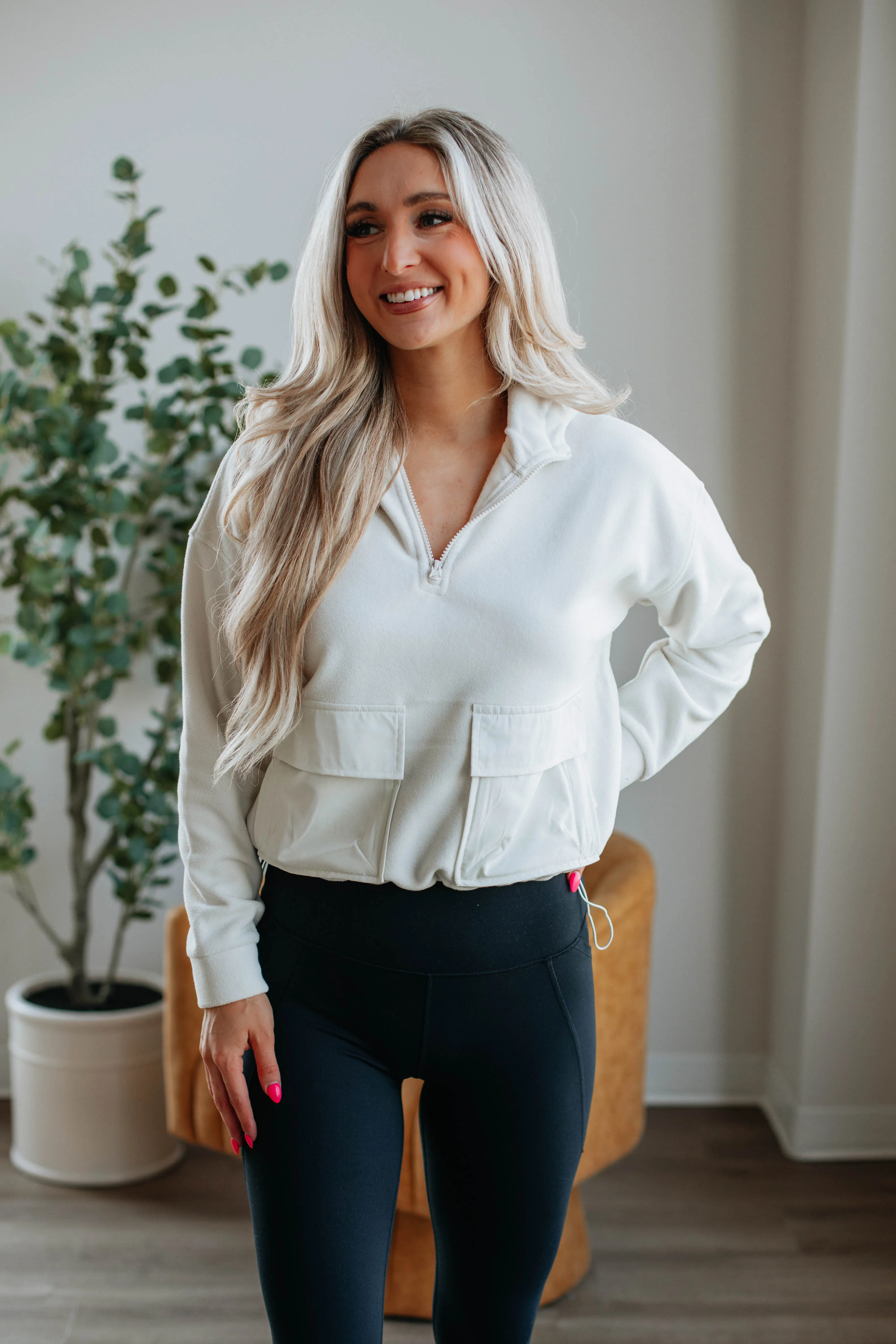 Aundria Fleece Pullover - Cream sold by Wild Oak Boutique