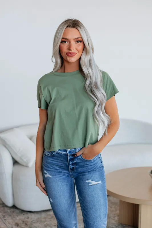 Katalin Basic Tee - Dusty Olive sold by Wild Oak Boutique
