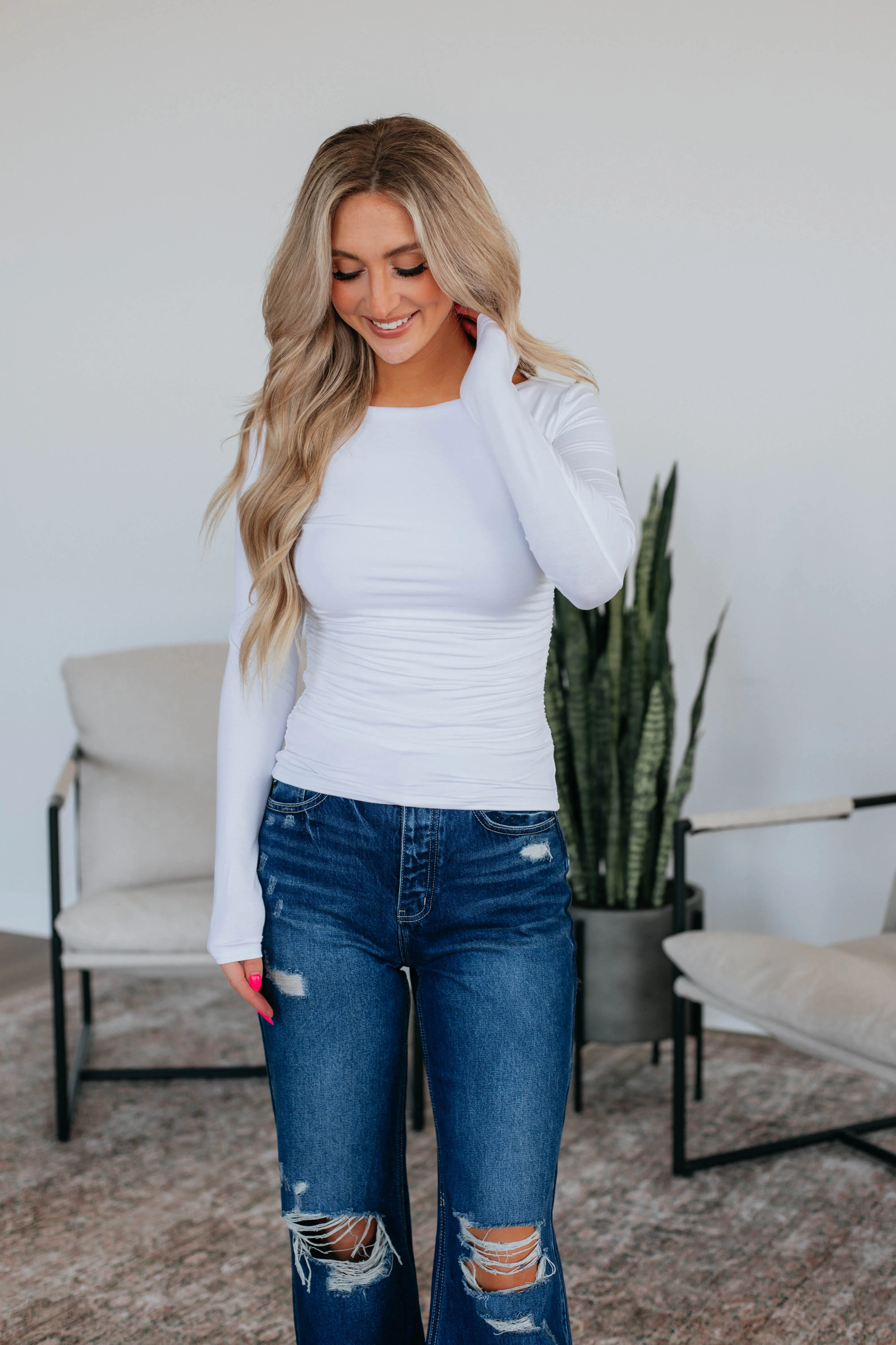 Sloane Basic Top - Ivory sold by Wild Oak Boutique
