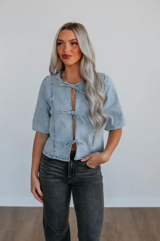 Luciella Denim Top sold by Wild Oak Boutique