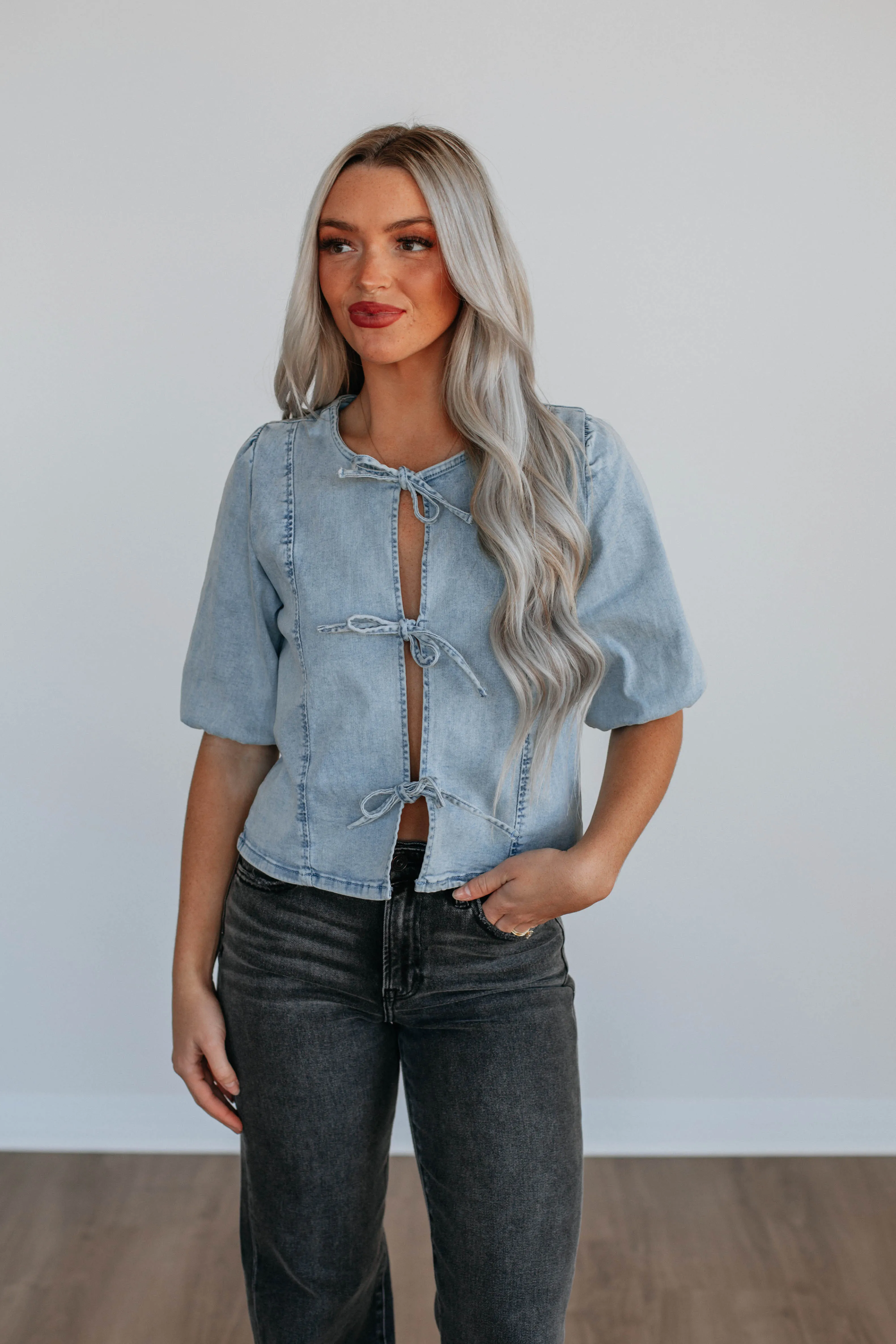 Luciella Denim Top sold by Wild Oak Boutique