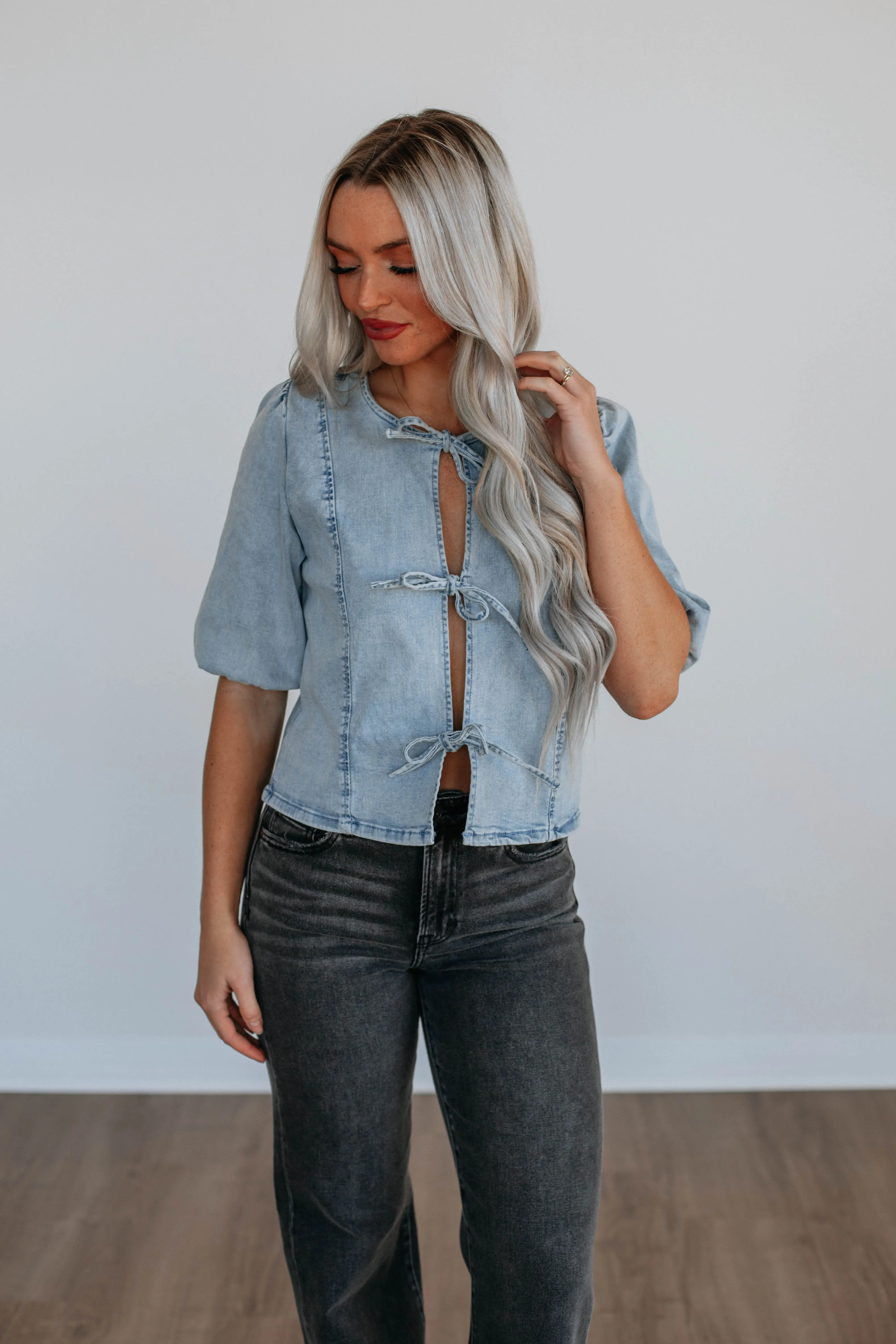 Luciella Denim Top sold by Wild Oak Boutique product image thumbnail 4