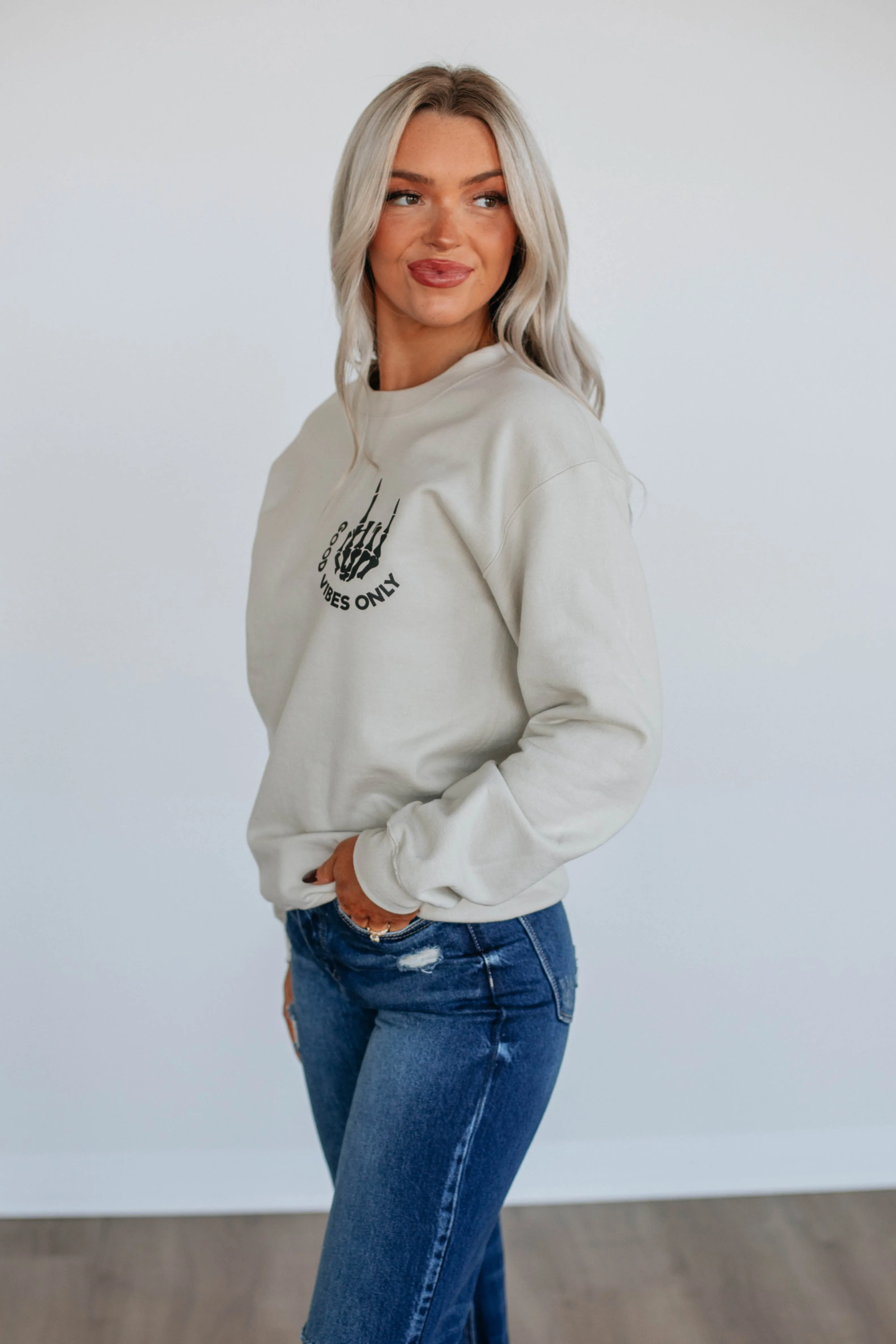 Good Vibes Only Crewneck sold by Wild Oak Boutique product image thumbnail 4