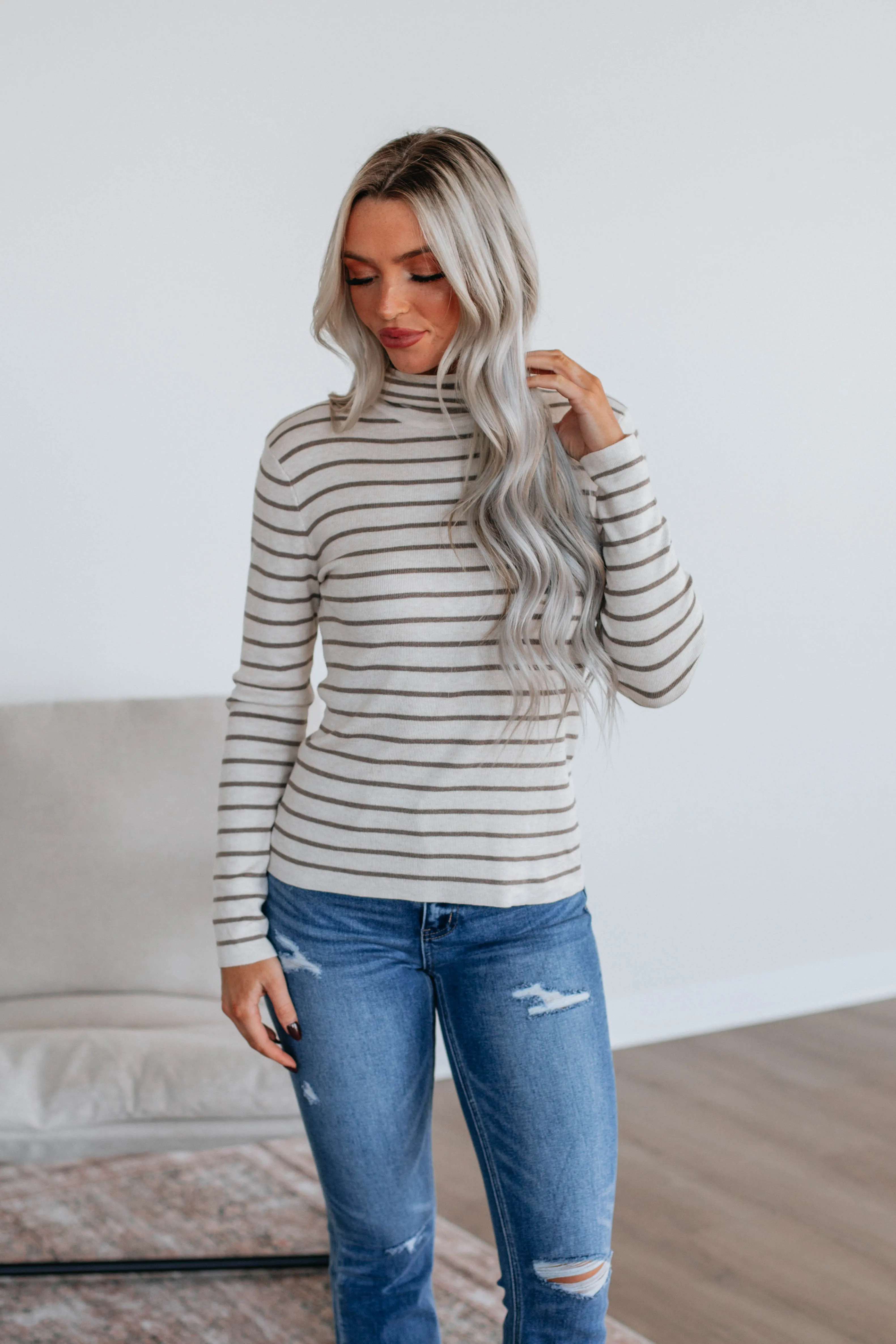 Berkeley Striped Sweater - Oatmeal sold by Wild Oak Boutique