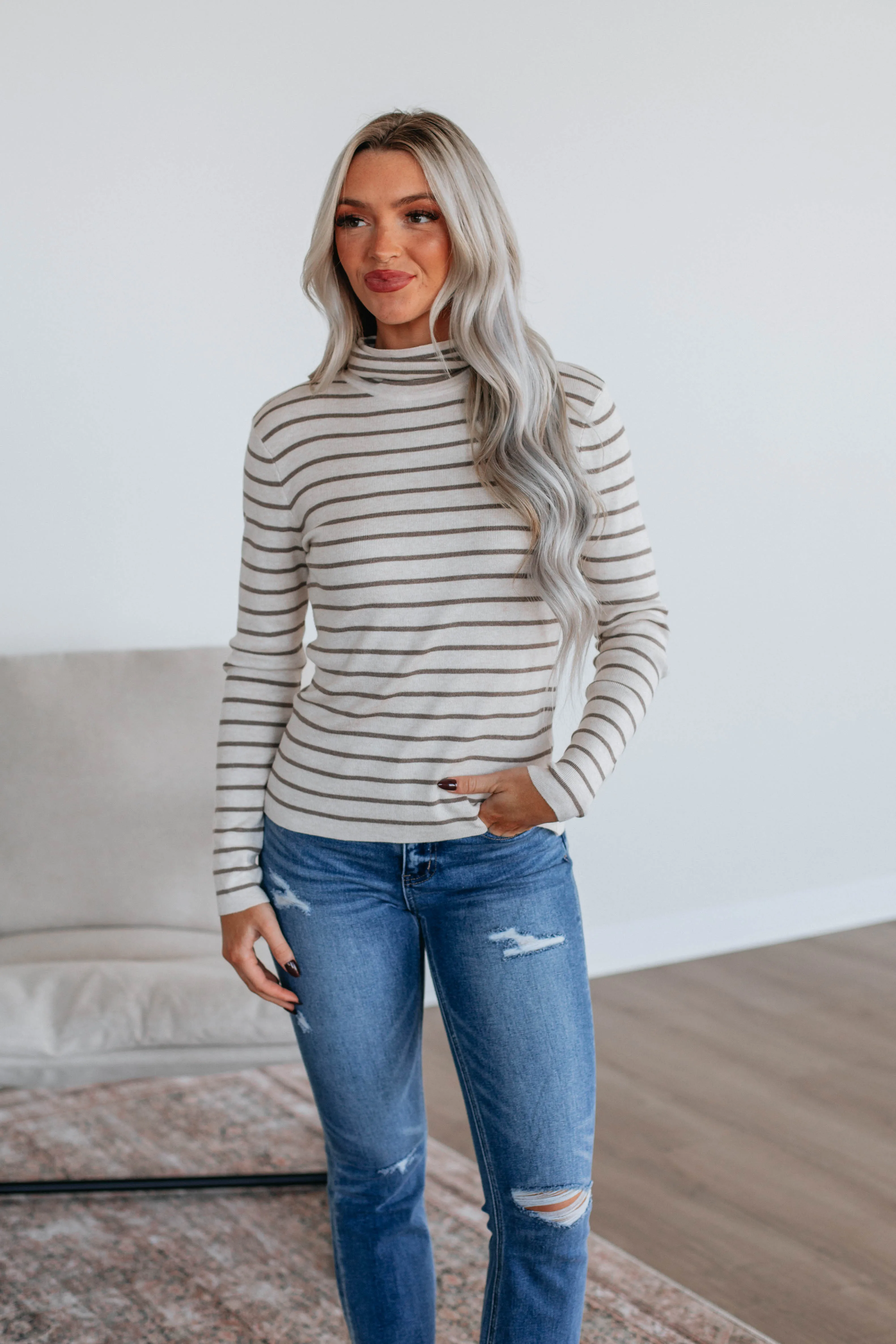 Berkeley Striped Sweater - Oatmeal sold by Wild Oak Boutique product image thumbnail 3