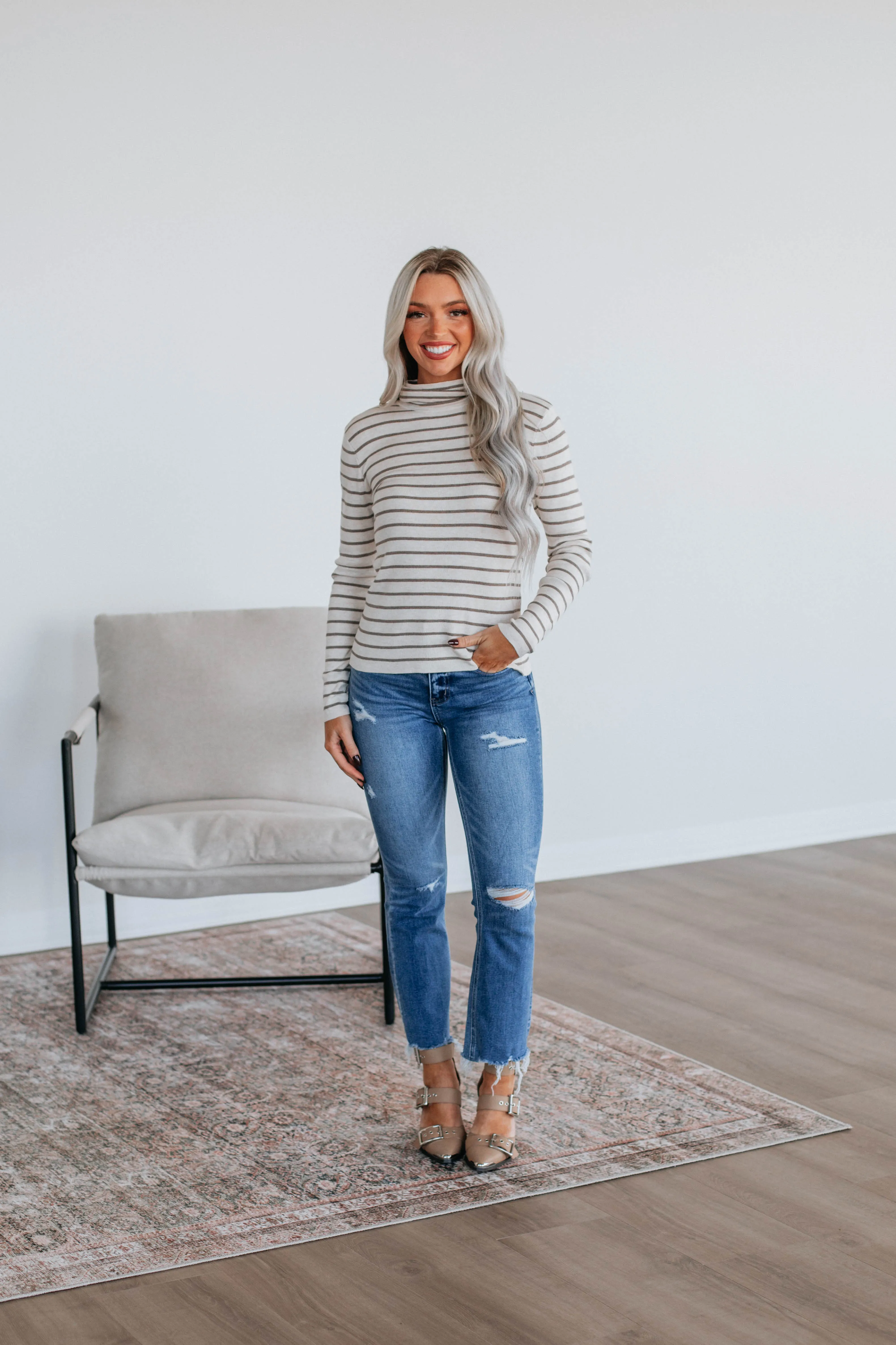 Berkeley Striped Sweater - Oatmeal sold by Wild Oak Boutique product image thumbnail 2
