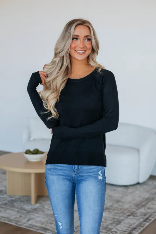 Anneke Long Sleeve Top - Black sold by Wild Oak Boutique