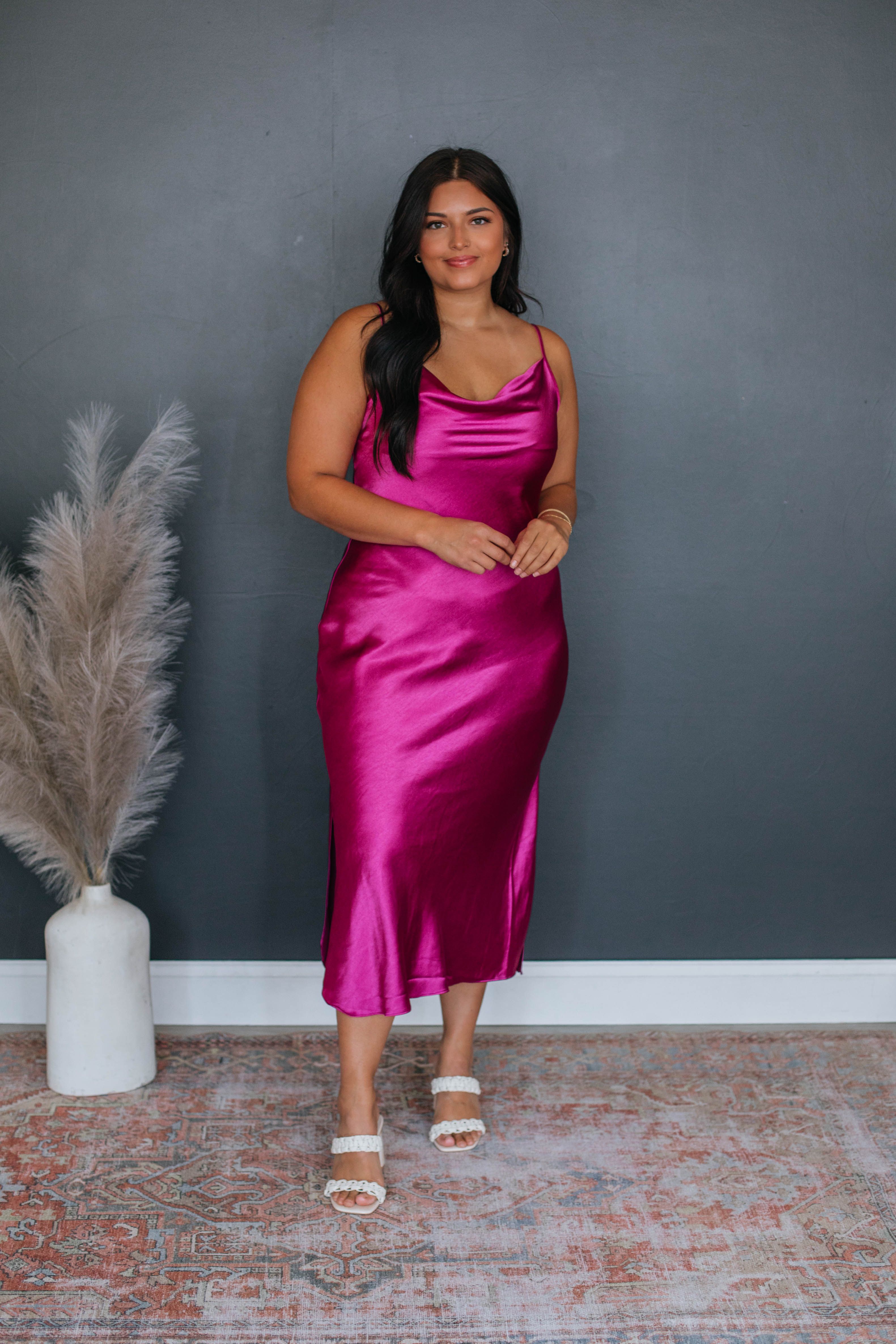 Geneva Satin Dress - Dark Magenta sold by Wild Oak Boutique product image thumbnail 3
