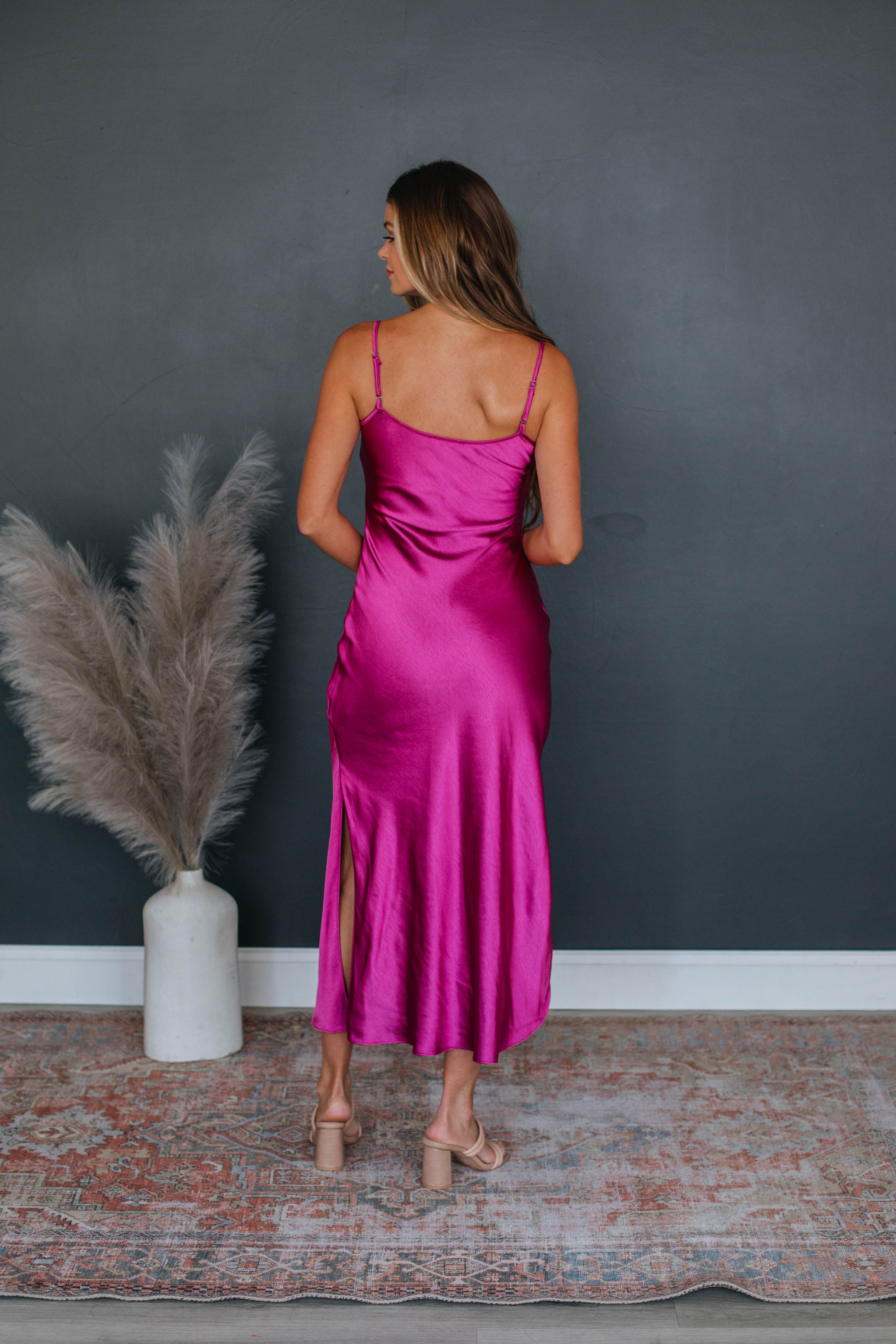 Geneva Satin Dress - Dark Magenta sold by Wild Oak Boutique product image thumbnail 5