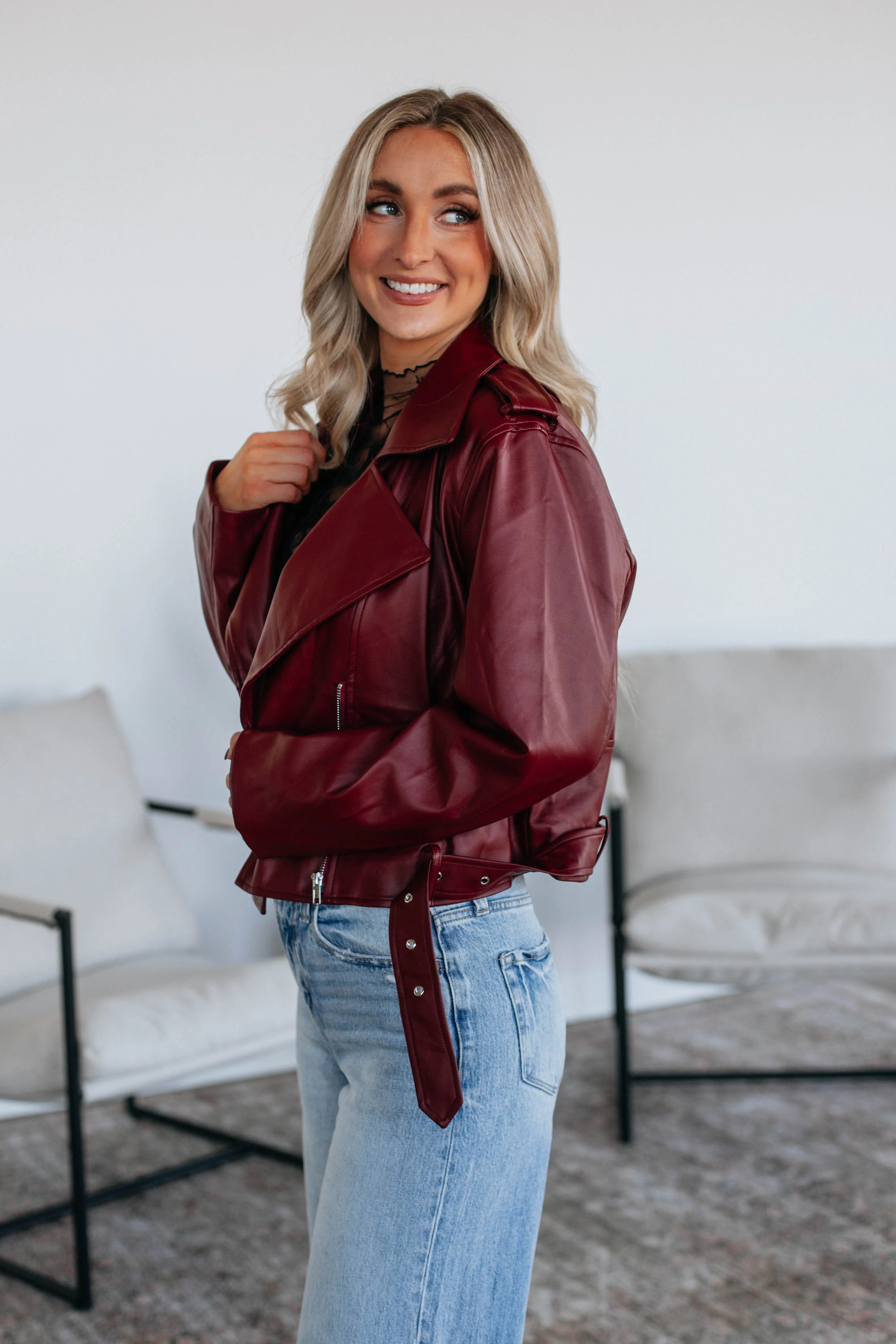 Hyland Leather Jacket - Merlot sold by Wild Oak Boutique product image thumbnail 4