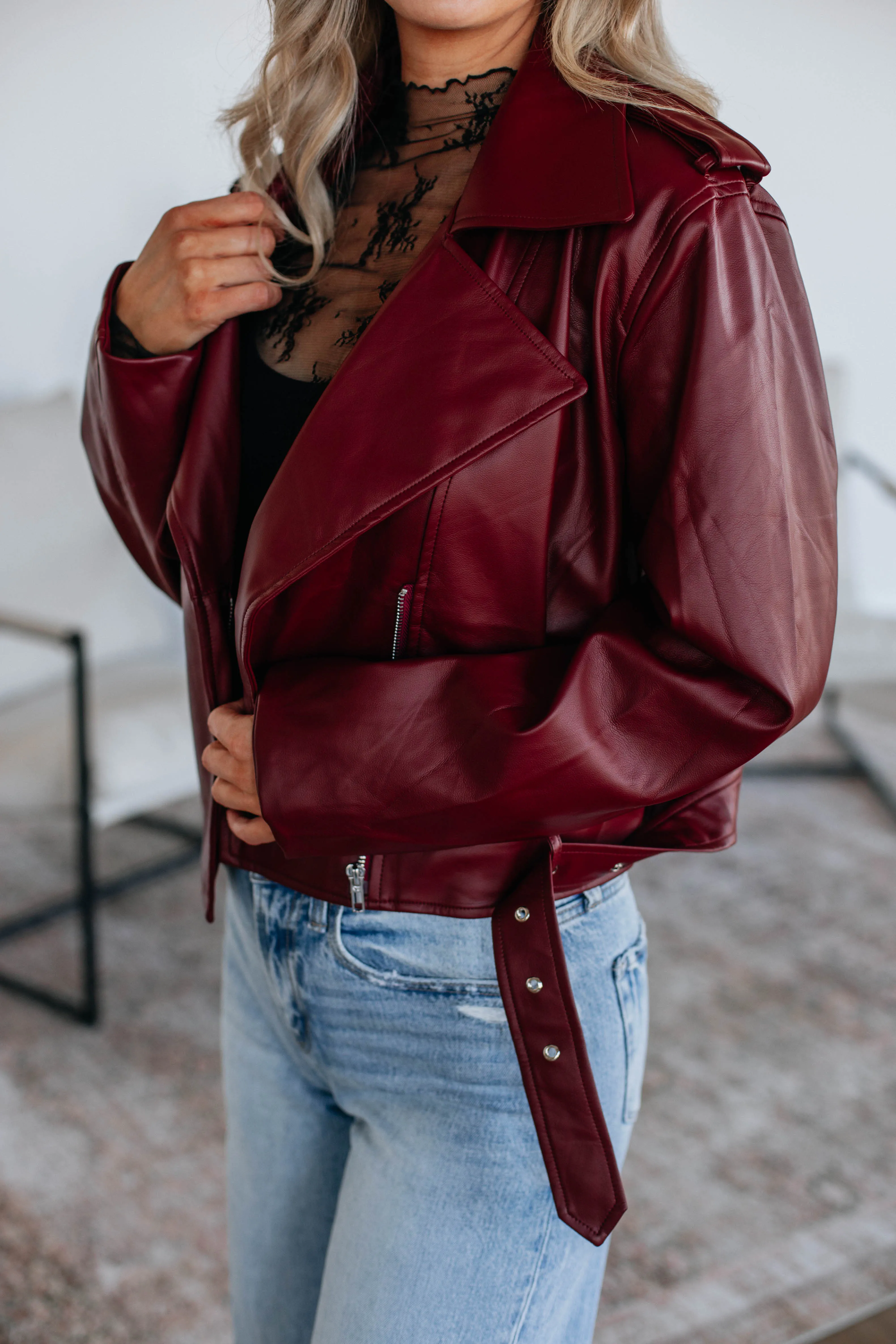 Hyland Leather Jacket - Merlot sold by Wild Oak Boutique product image thumbnail 2