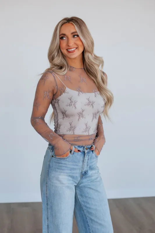 Asa Lace Top - Smoke sold by Wild Oak Boutique