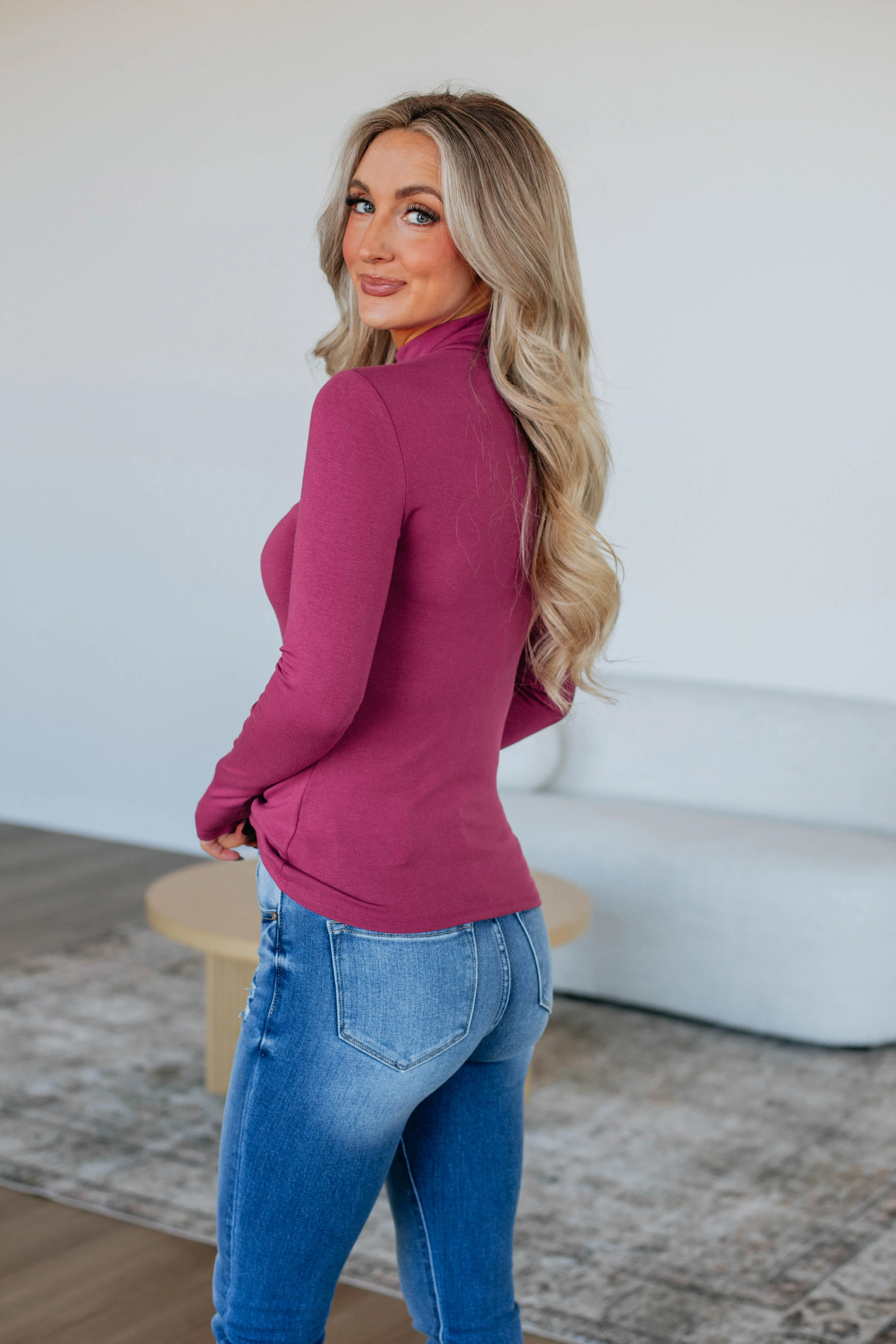Evelina Mock Neck Top - Magenta sold by Wild Oak Boutique product image thumbnail 5