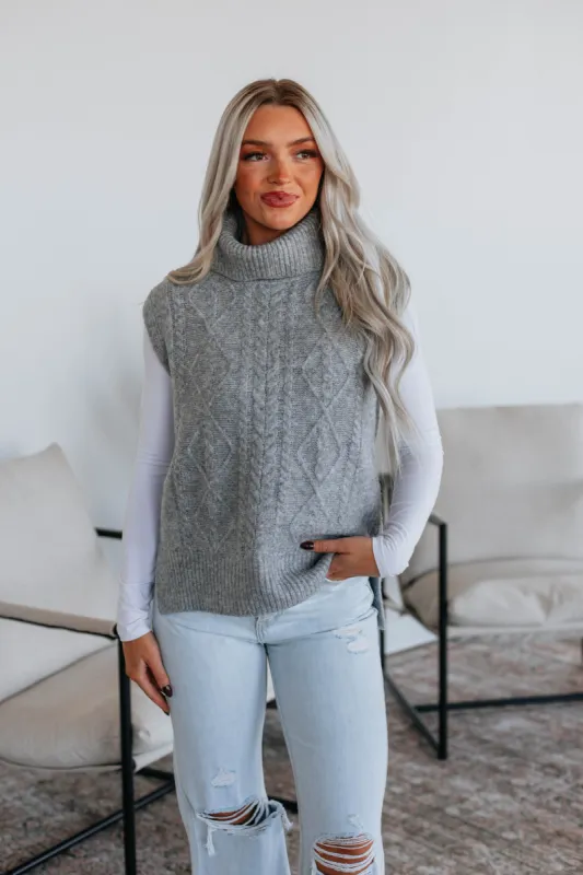 Tirza Sweater Vest - Heather Grey sold by Wild Oak Boutique