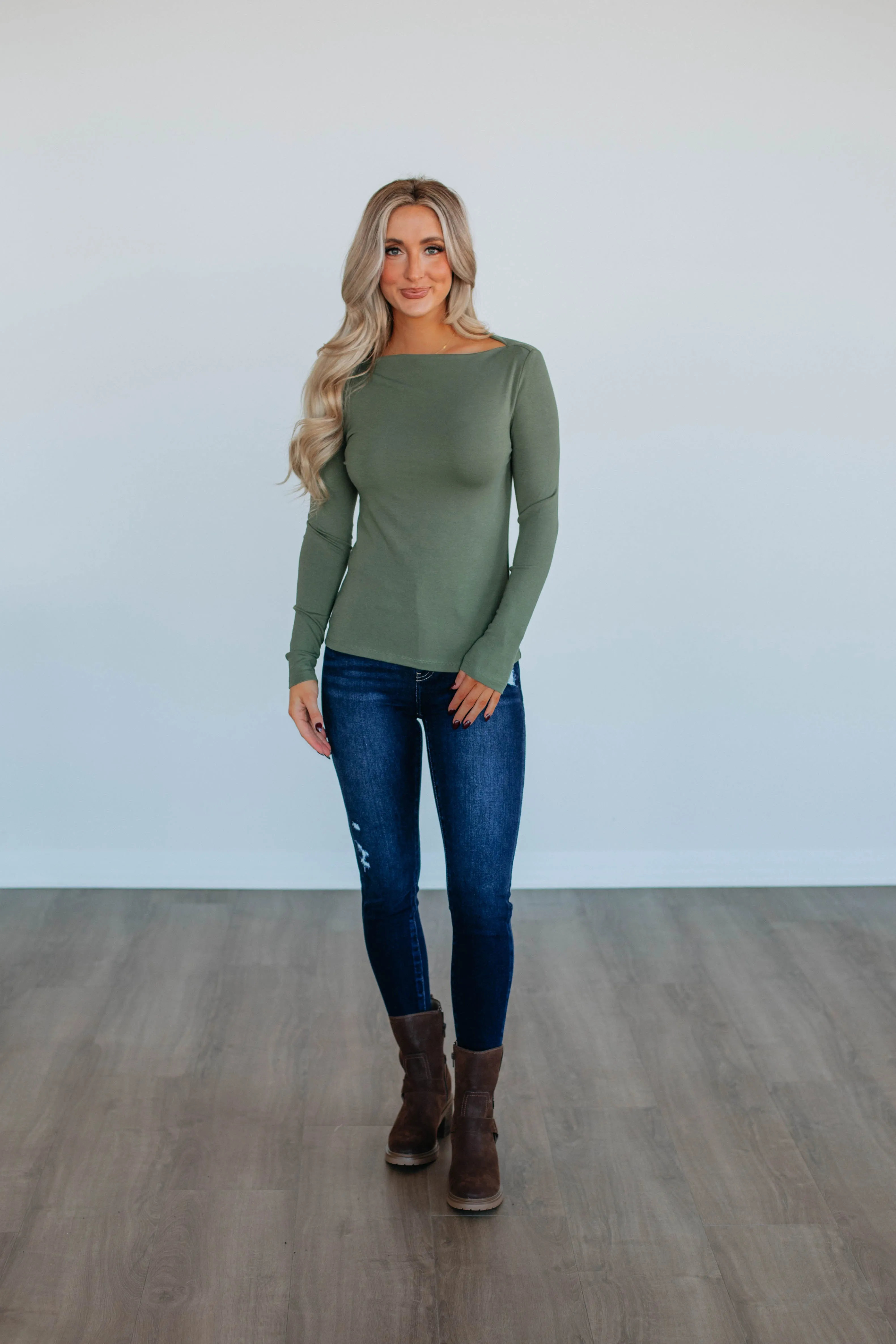 Audra Basic Top - Pine sold by Wild Oak Boutique product image thumbnail 3