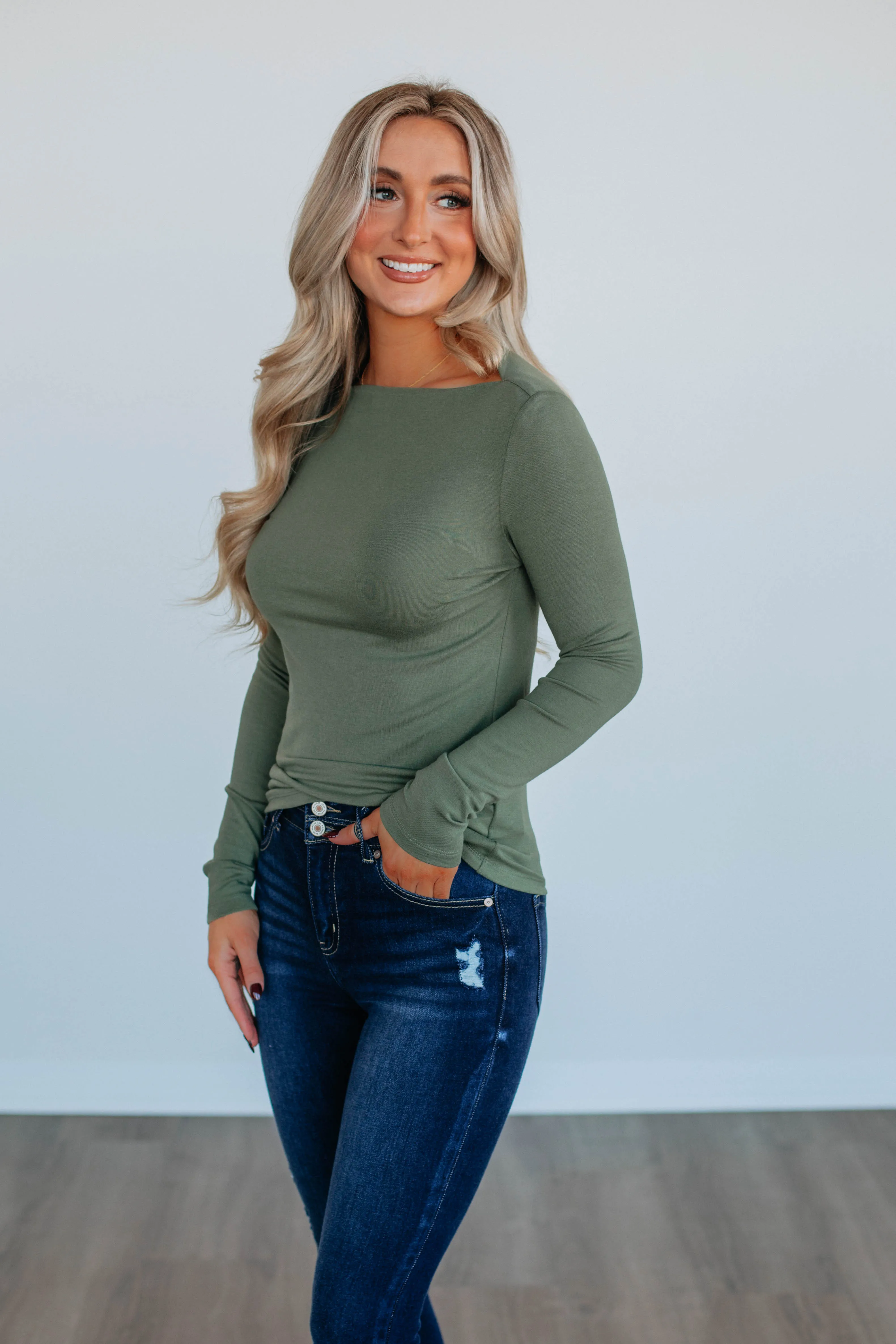 Audra Basic Top - Pine sold by Wild Oak Boutique product image thumbnail 2