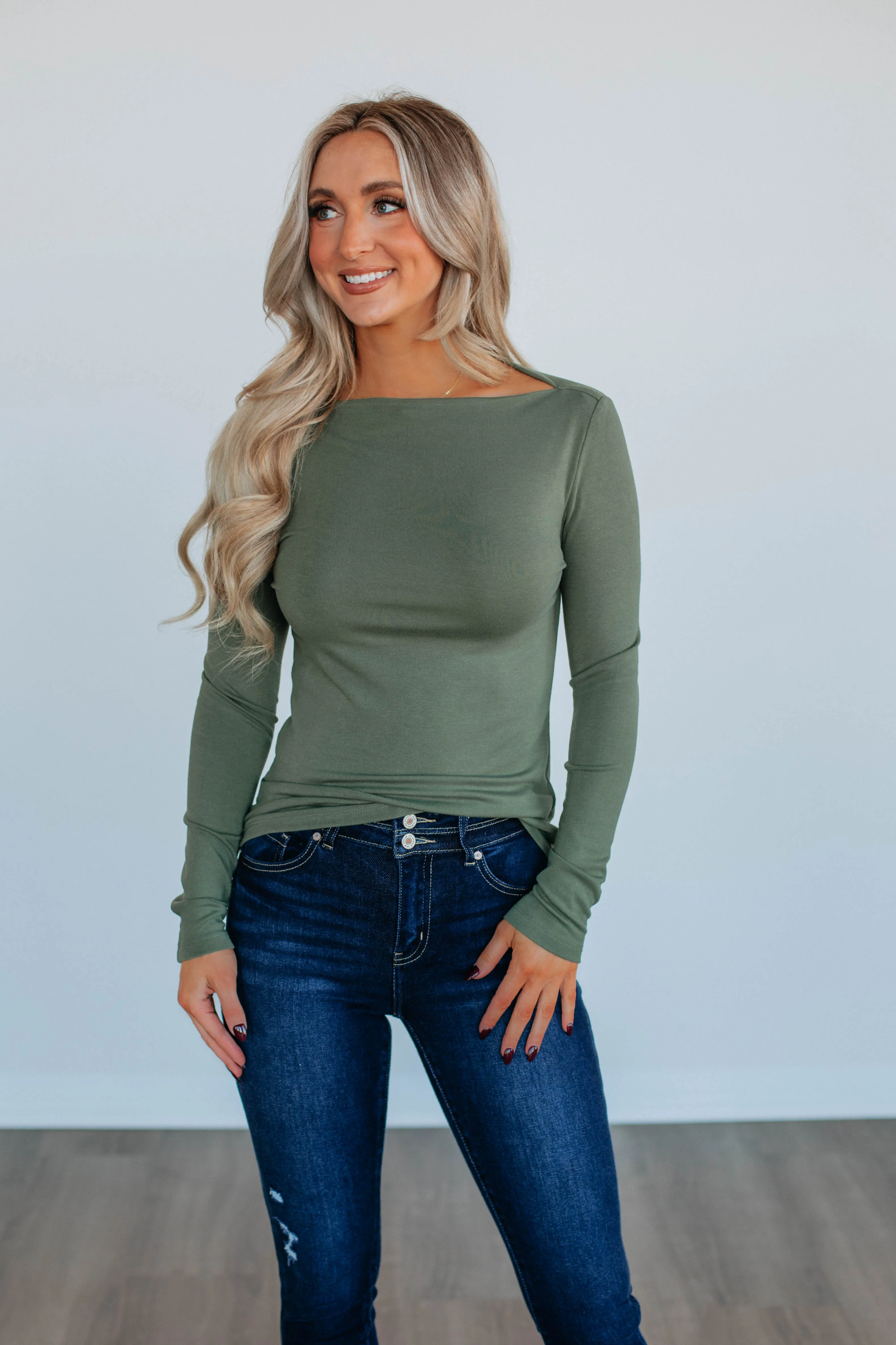 Audra Basic Top - Pine sold by Wild Oak Boutique
