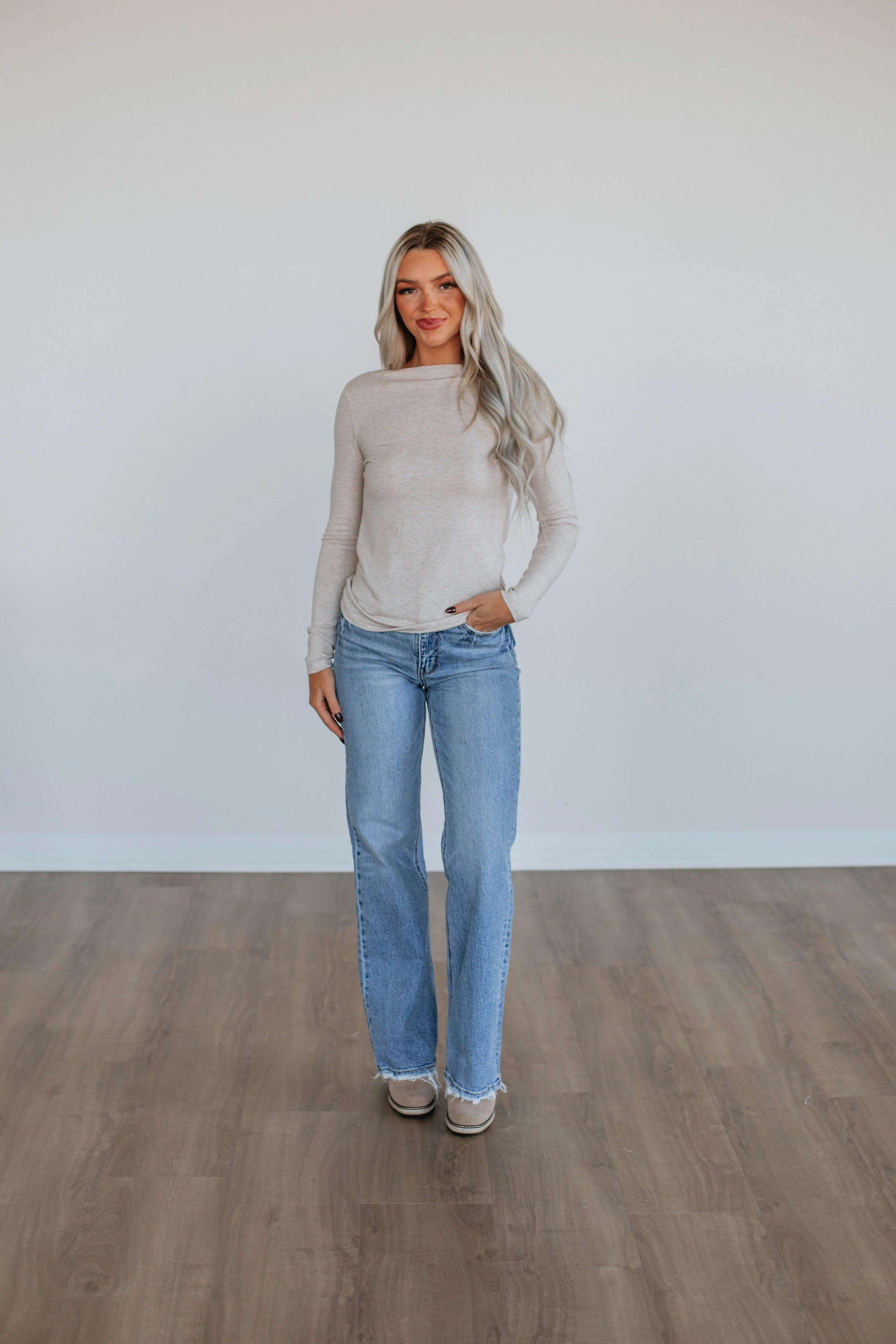 Audra Basic Top - Oatmeal sold by Wild Oak Boutique product image thumbnail 2