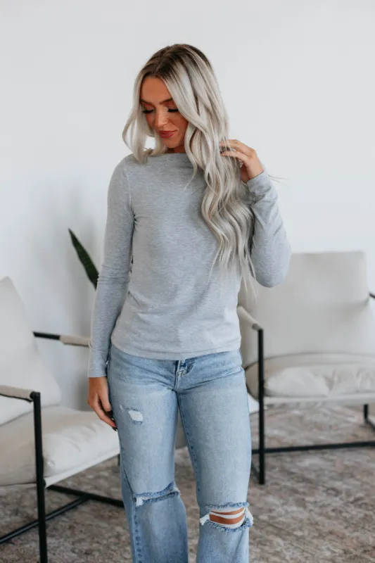 Audra Basic Top - Heather Grey sold by Wild Oak Boutique