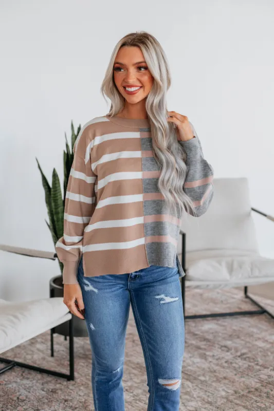 Modina Striped Sweater - Taupe sold by Wild Oak Boutique