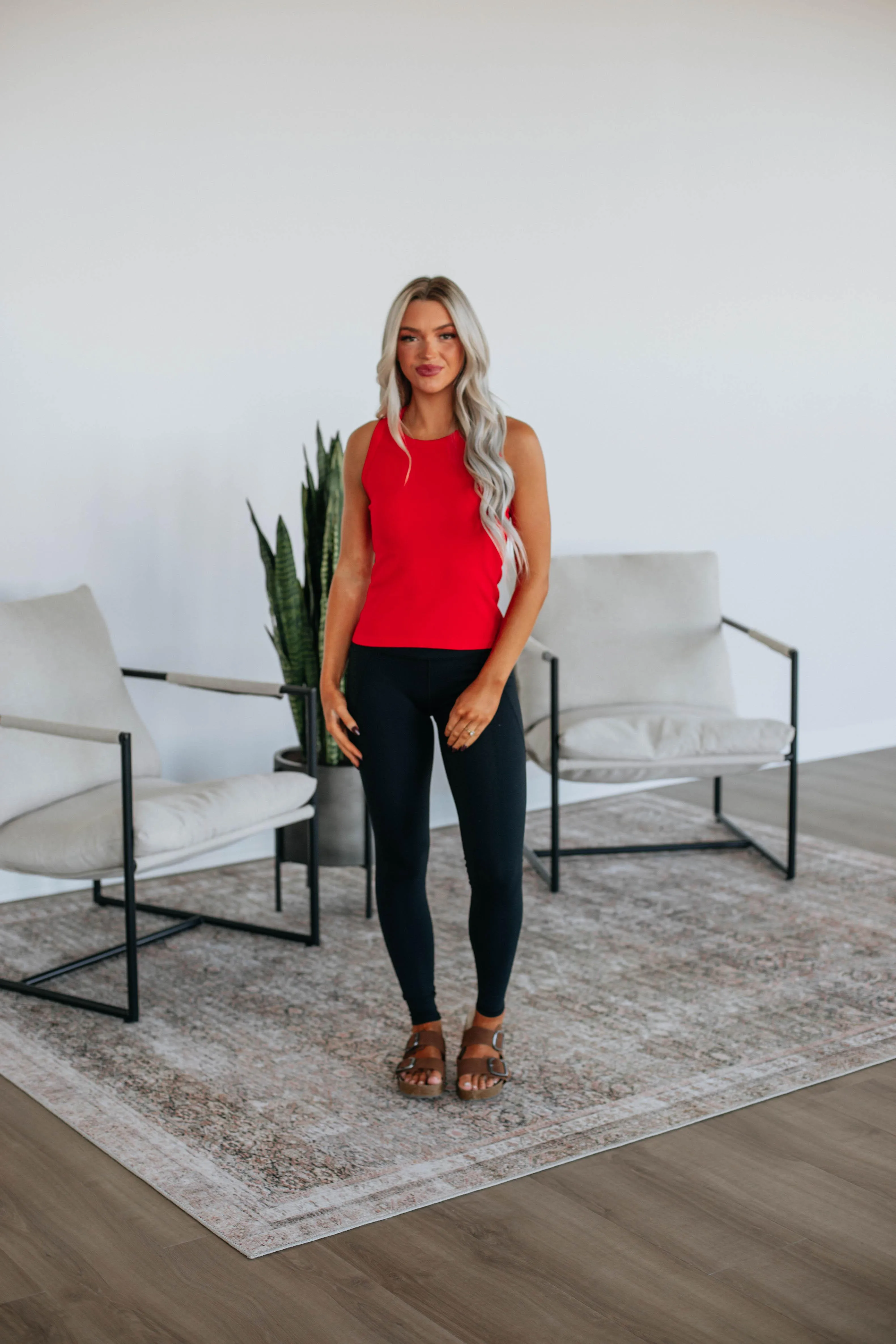 Maude Ribbed Tank - Cherry sold by Wild Oak Boutique product image thumbnail 2