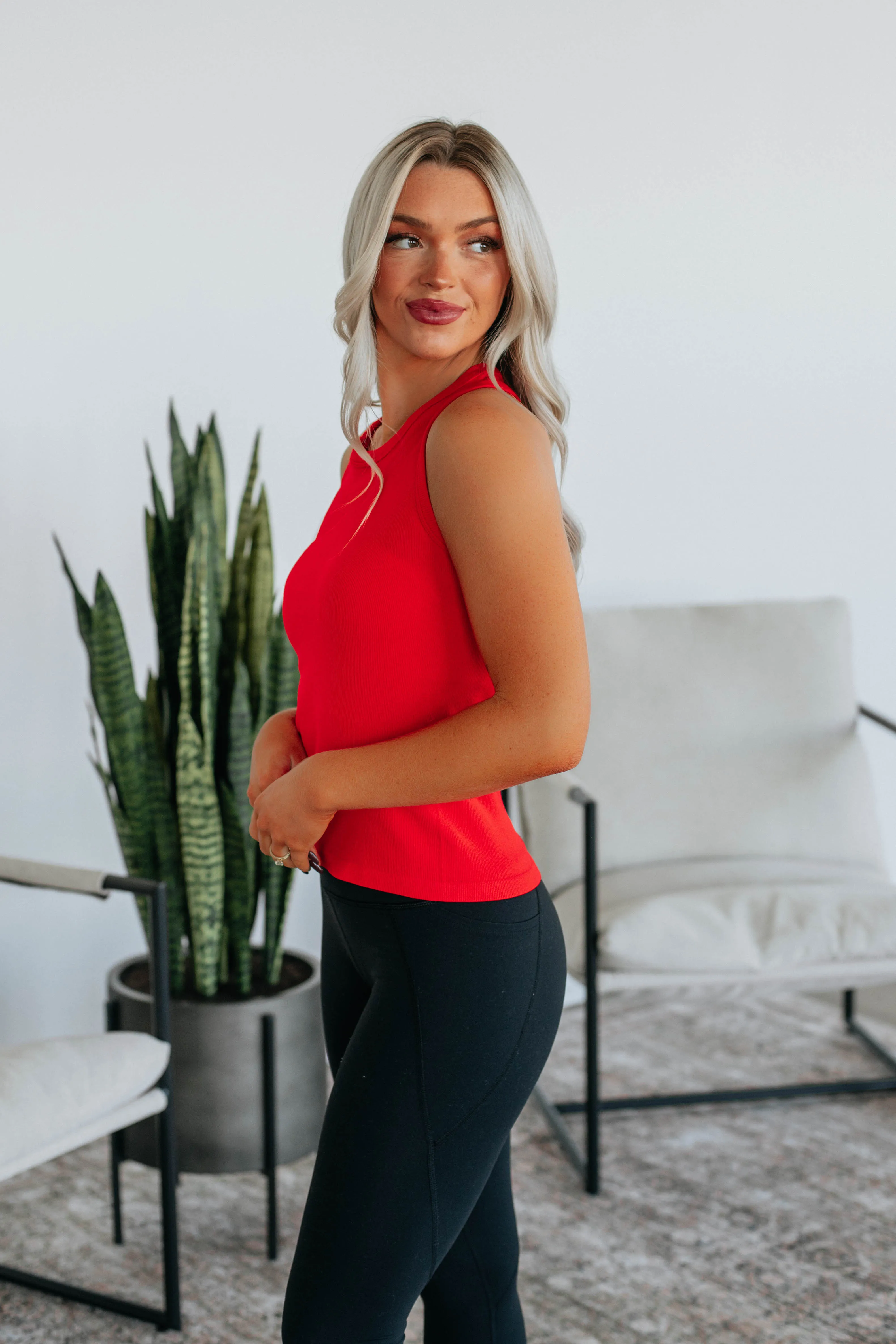 Maude Ribbed Tank - Cherry sold by Wild Oak Boutique product image thumbnail 4