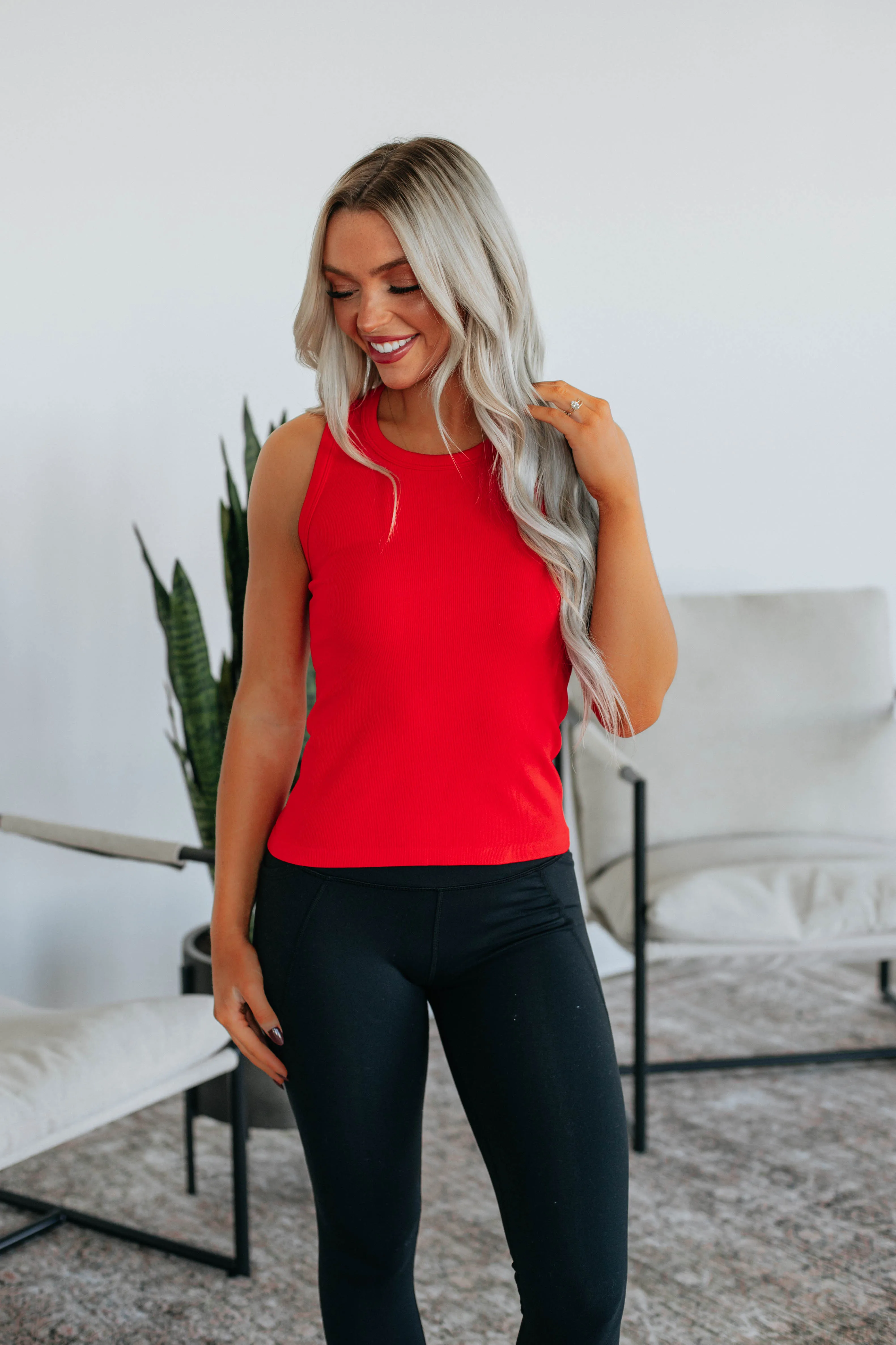 Maude Ribbed Tank - Cherry sold by Wild Oak Boutique product image thumbnail 3