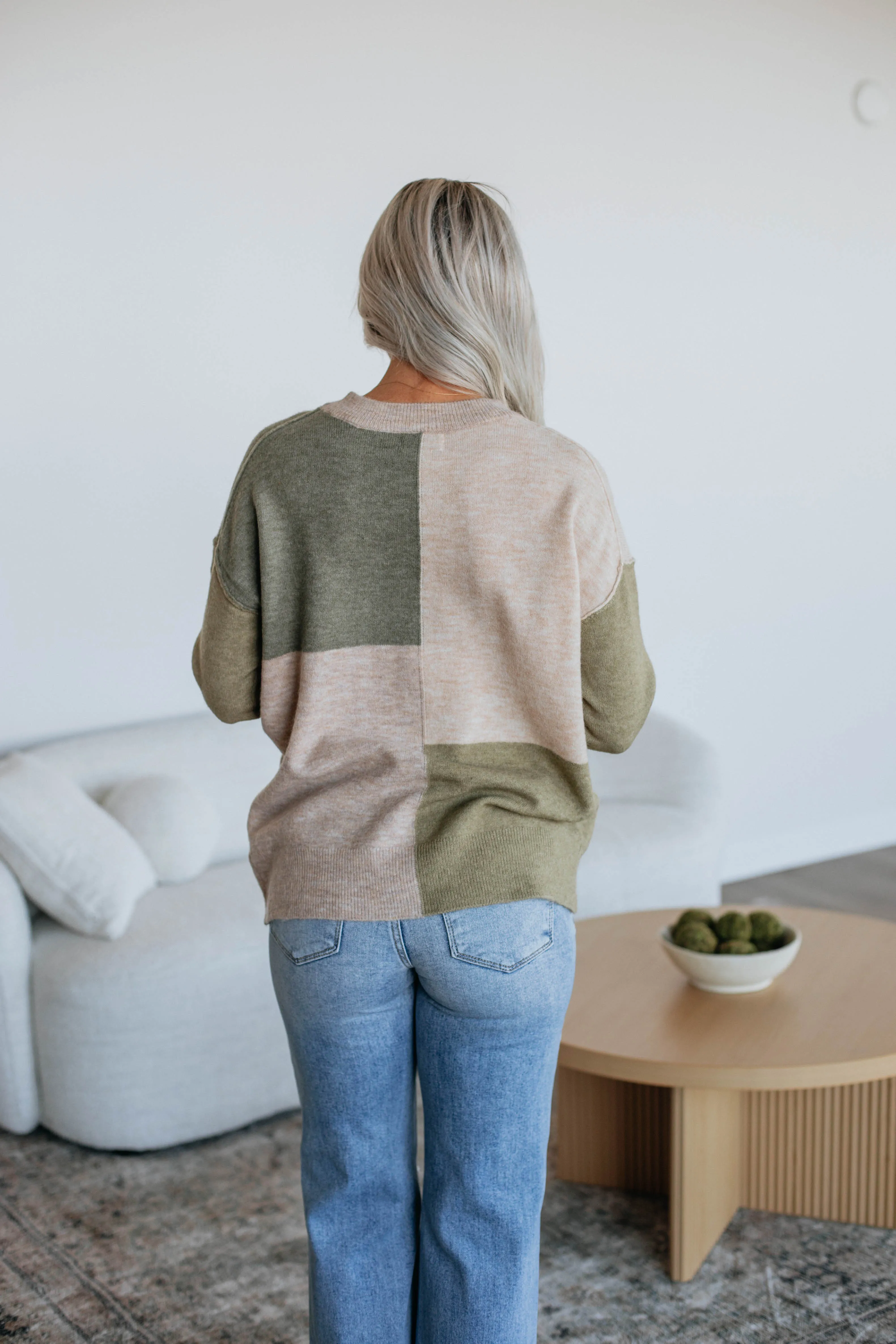 Reina Colorblock Sweater - Moss sold by Wild Oak Boutique product image thumbnail 5