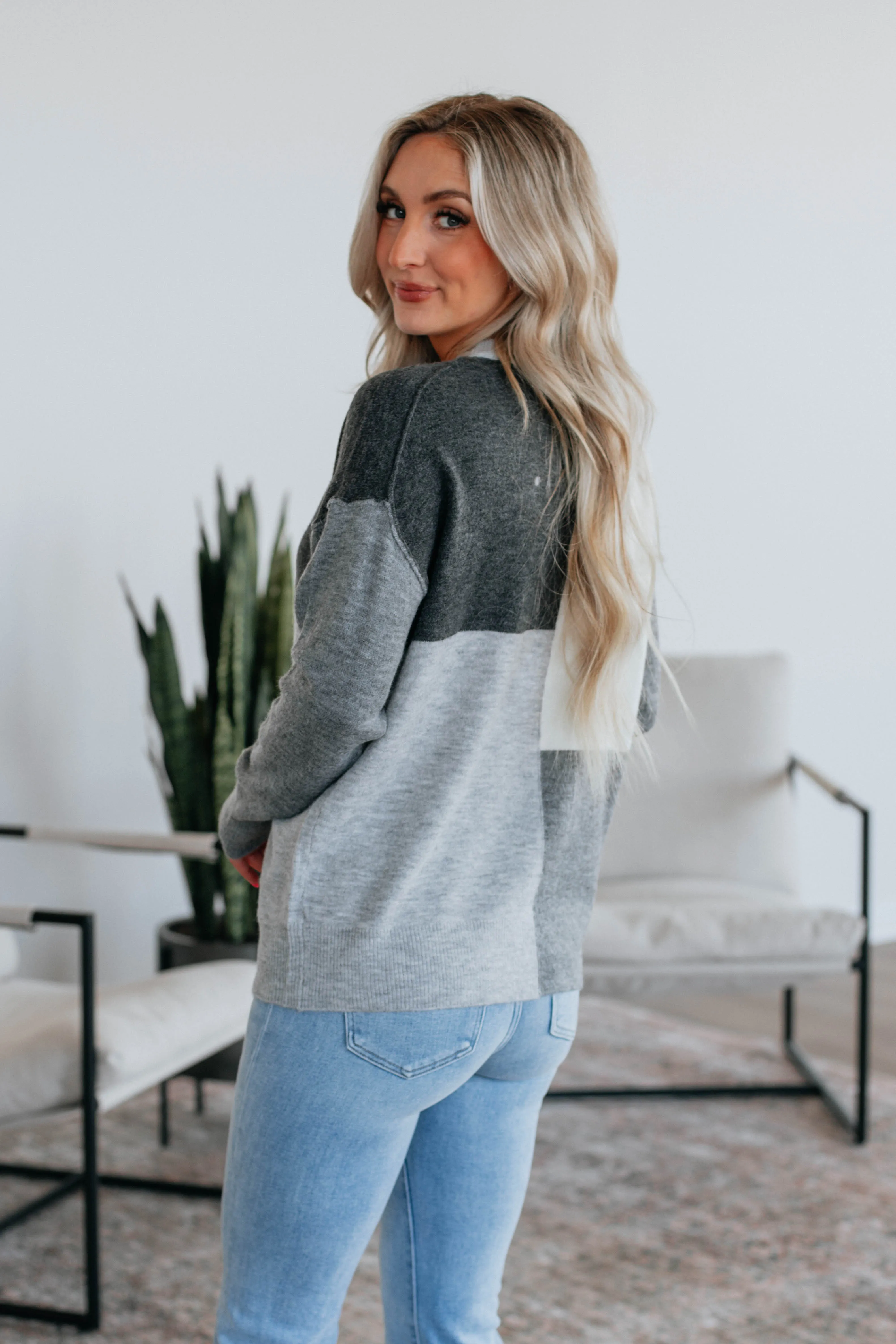 Reina Colorblock Sweater - Charcoal sold by Wild Oak Boutique product image thumbnail 5