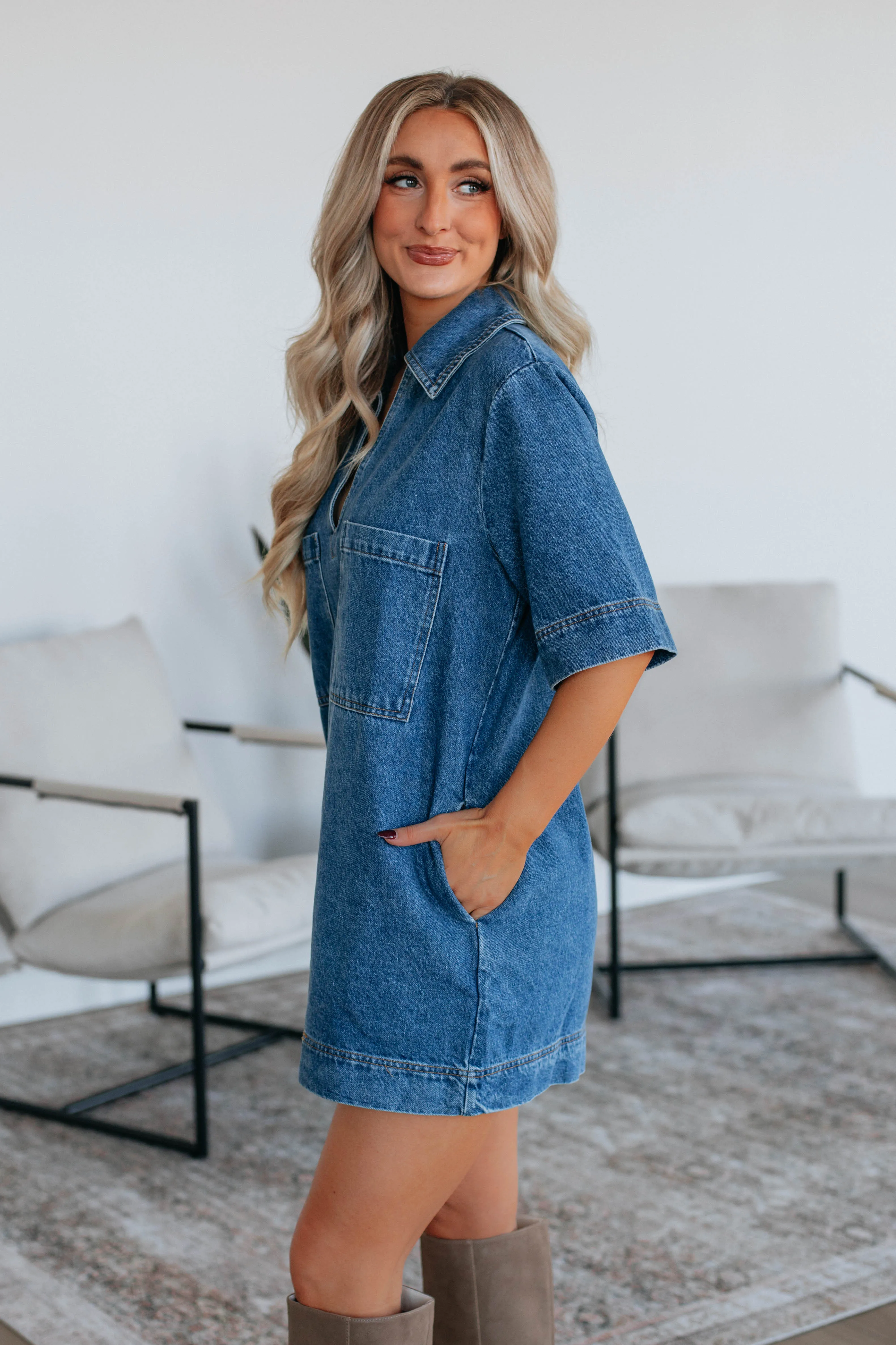 Cyndi Denim Dress sold by Wild Oak Boutique product image thumbnail 3