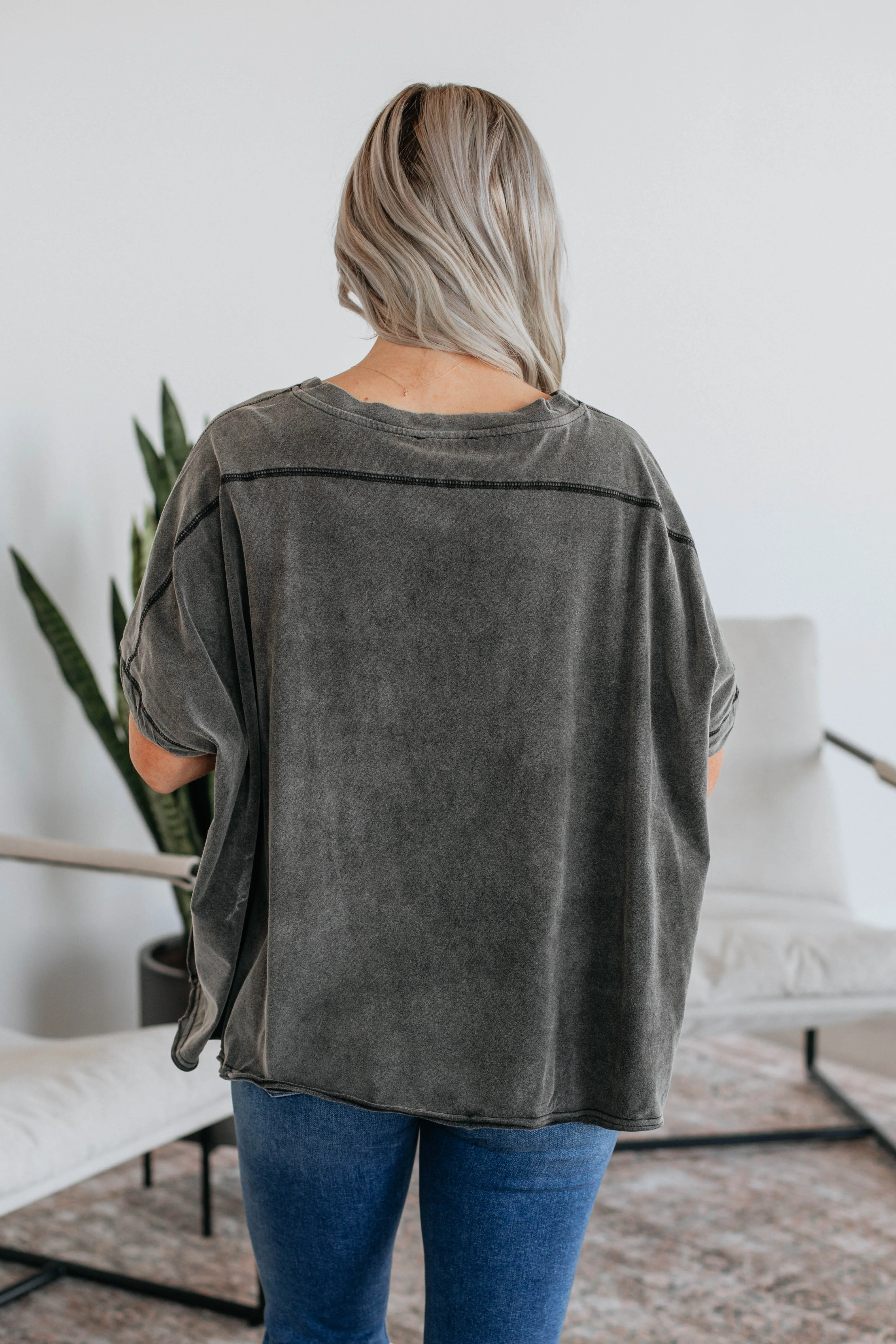 Ryver Oversized Tee - Charcoal sold by Wild Oak Boutique product image thumbnail 4