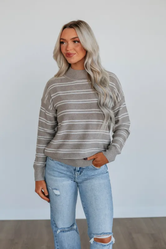Aveline Striped Sweater - Latte sold by Wild Oak Boutique