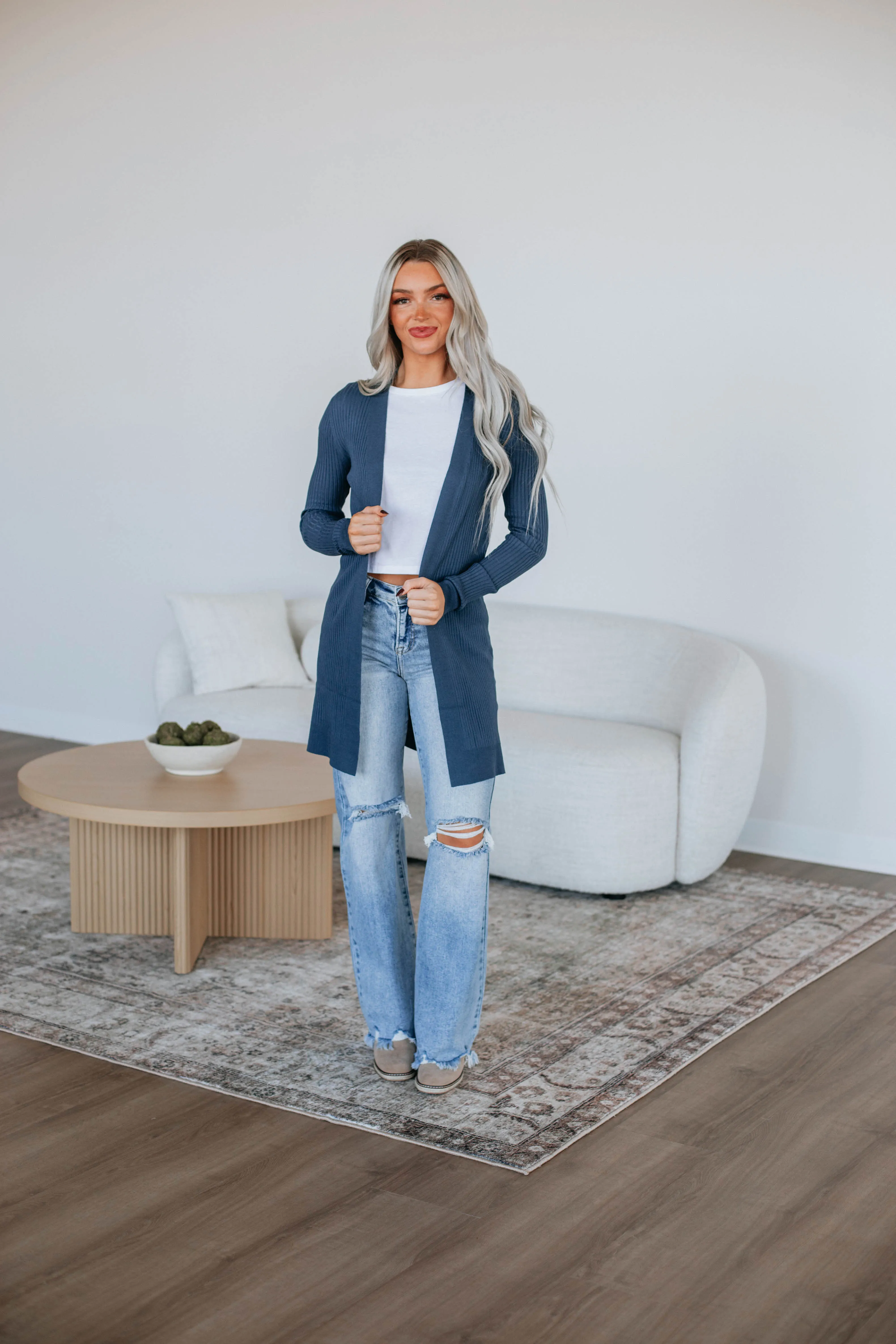 Maylin Ribbed Cardigan - Dark Teal sold by Wild Oak Boutique product image thumbnail 2