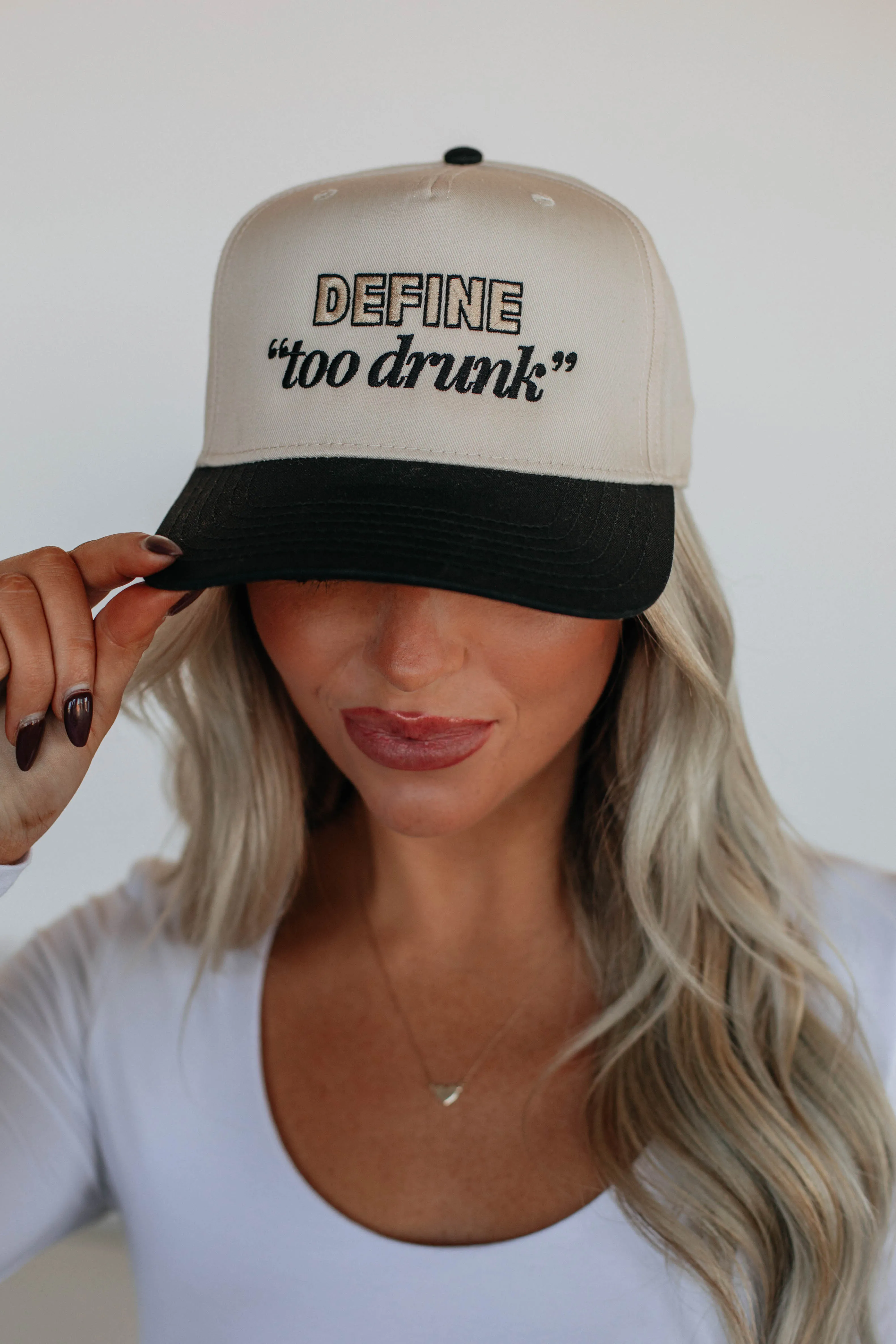 Define "Too Drunk" Trucker Hat sold by Wild Oak Boutique