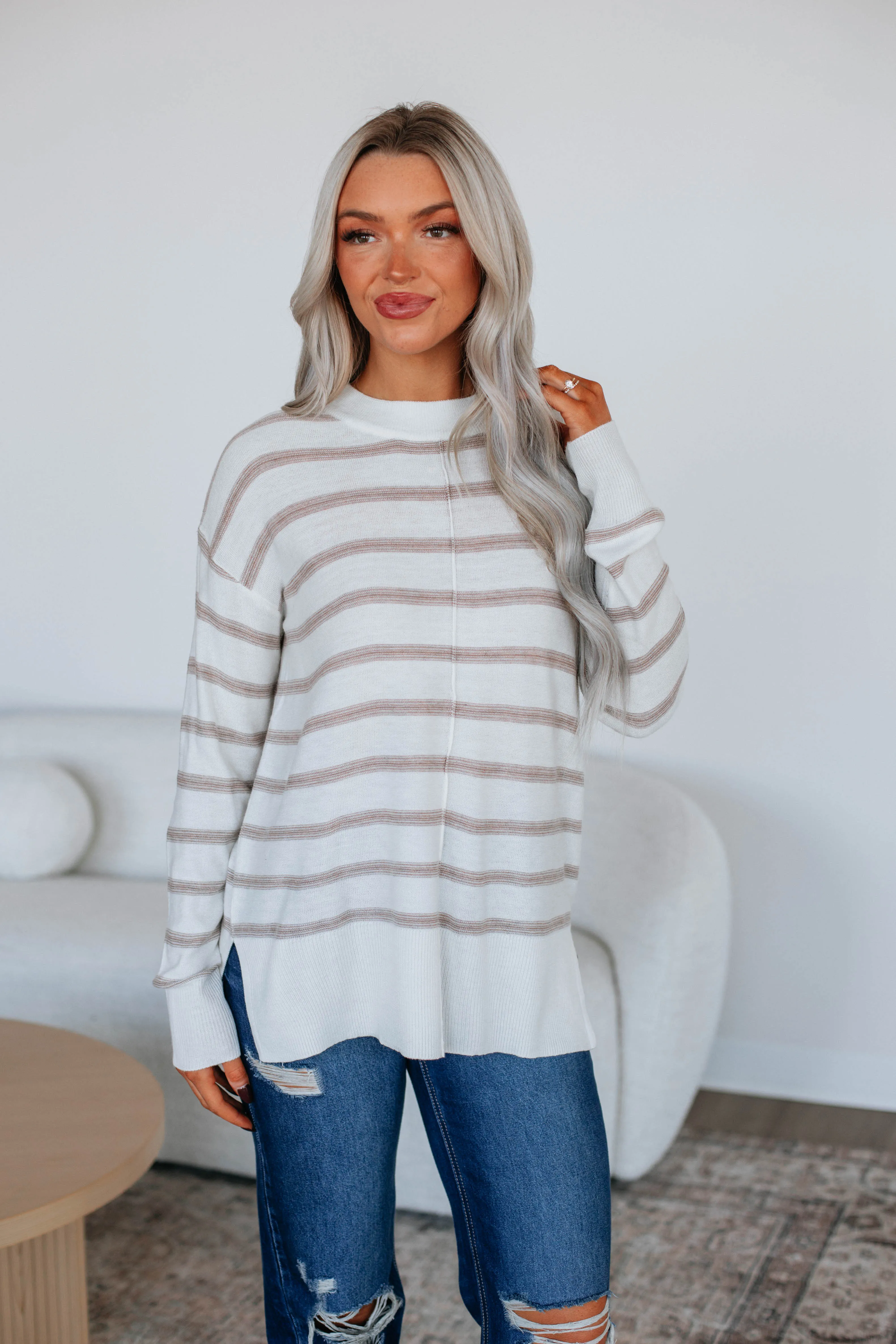 Cullan Striped Sweater - Ivory sold by Wild Oak Boutique