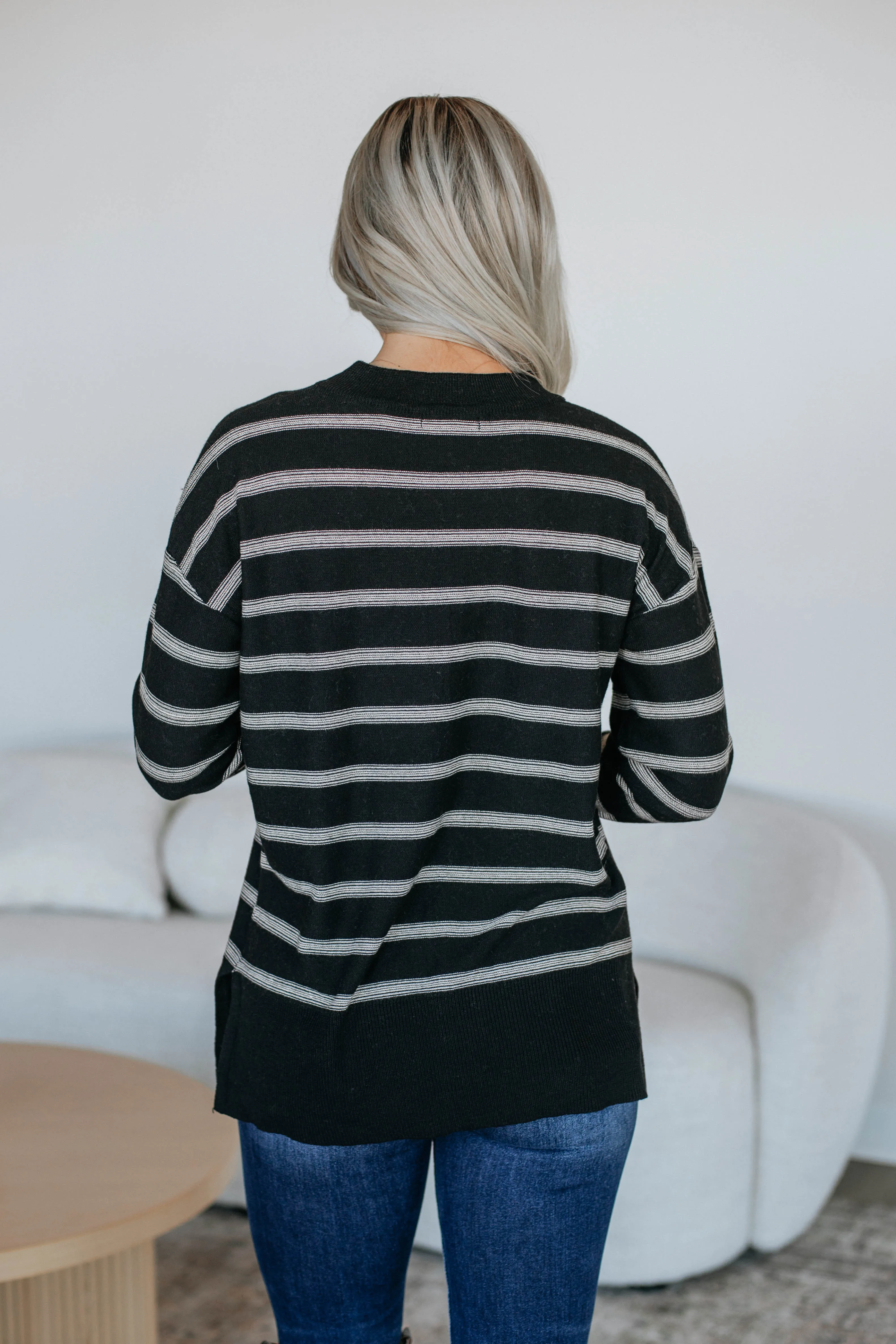 Cullan Striped Sweater - Black sold by Wild Oak Boutique product image thumbnail 5