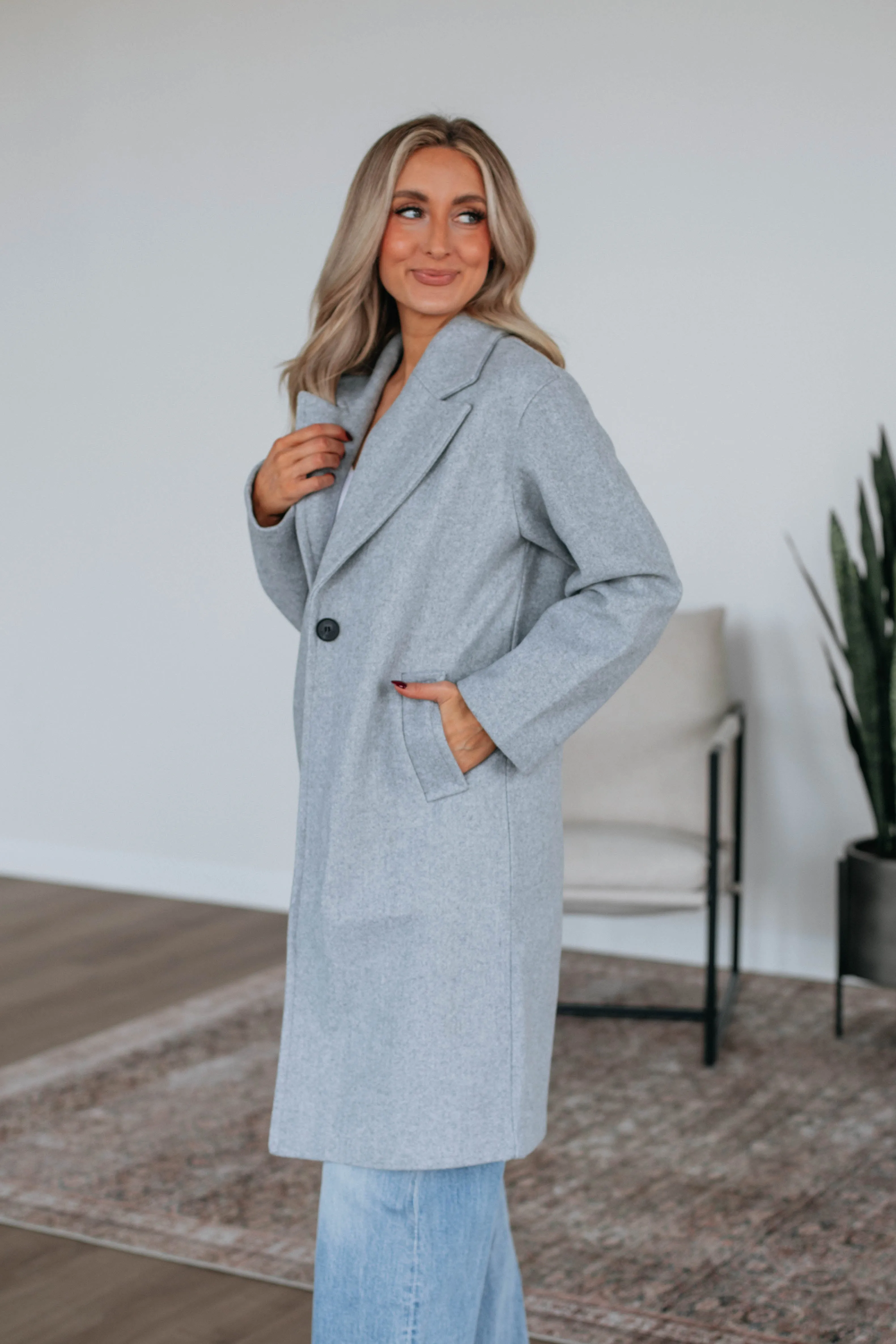 Braving The Cold Coat - Heather Grey sold by Wild Oak Boutique product image thumbnail 4