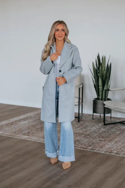 Braving The Cold Coat - Heather Grey sold by Wild Oak Boutique