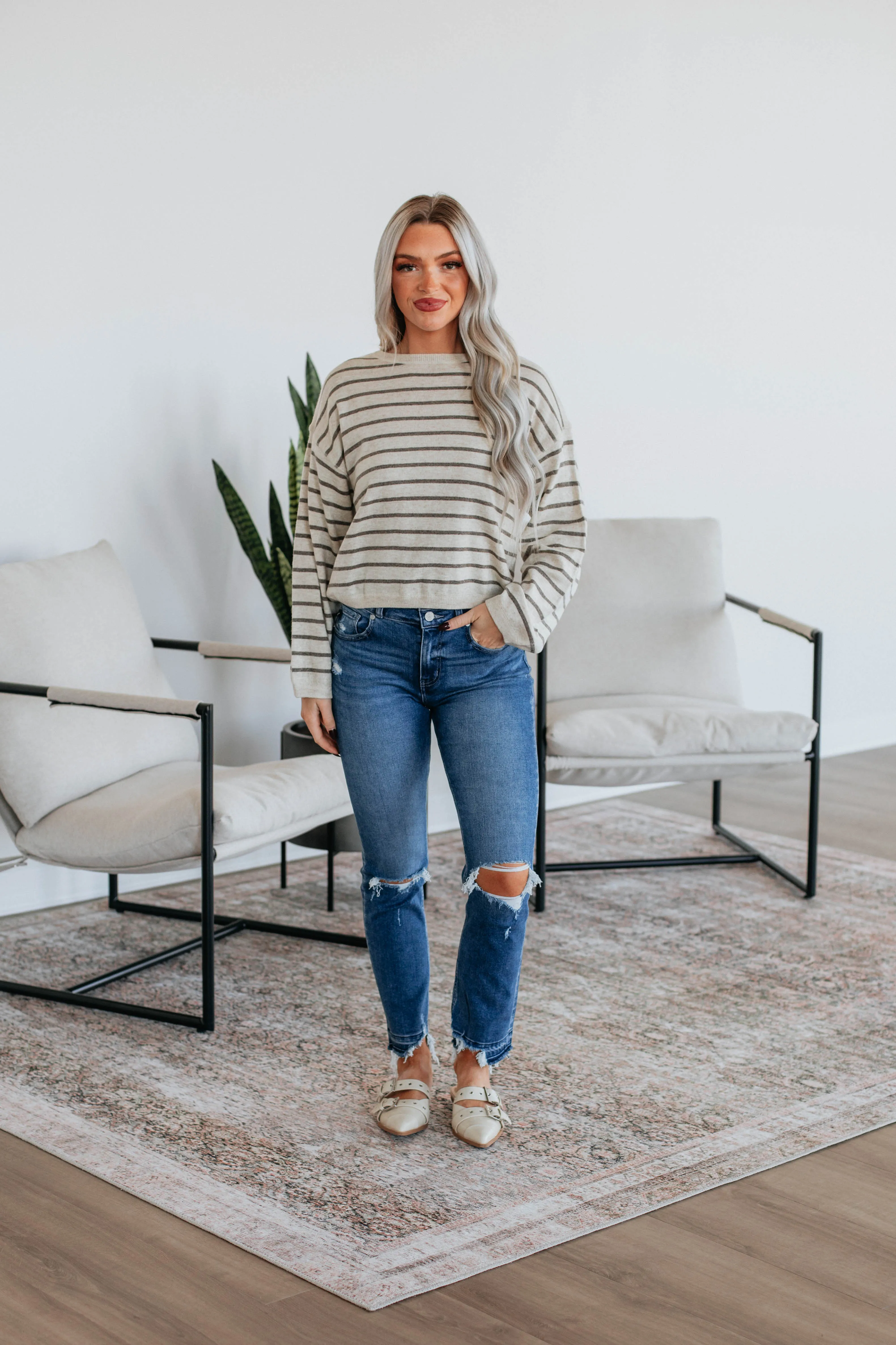 Kylene Striped Top - Latte sold by Wild Oak Boutique product image thumbnail 3