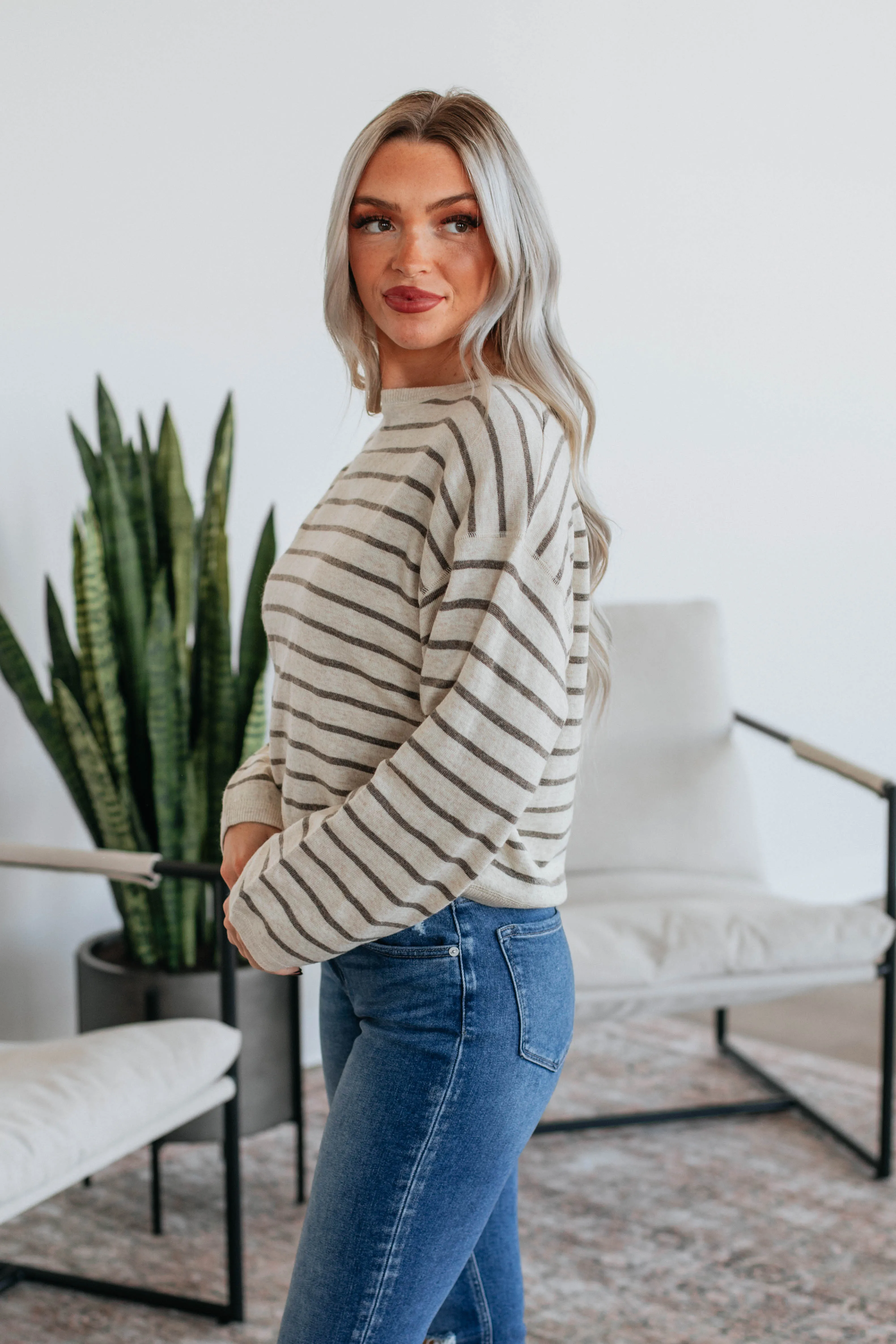 Kylene Striped Top - Latte sold by Wild Oak Boutique product image thumbnail 2