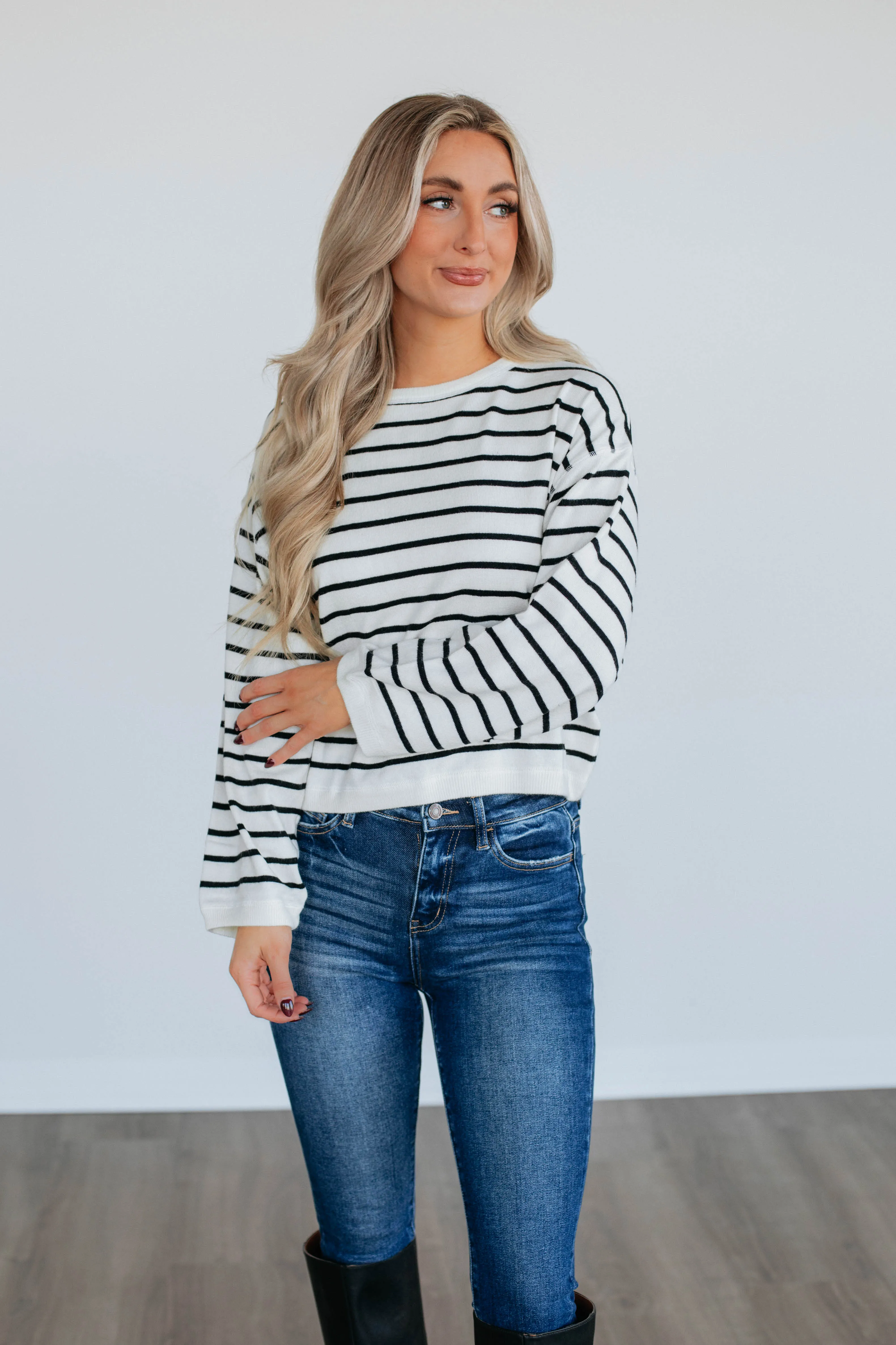 Kylene Striped Top - Ivory sold by Wild Oak Boutique product image thumbnail 4