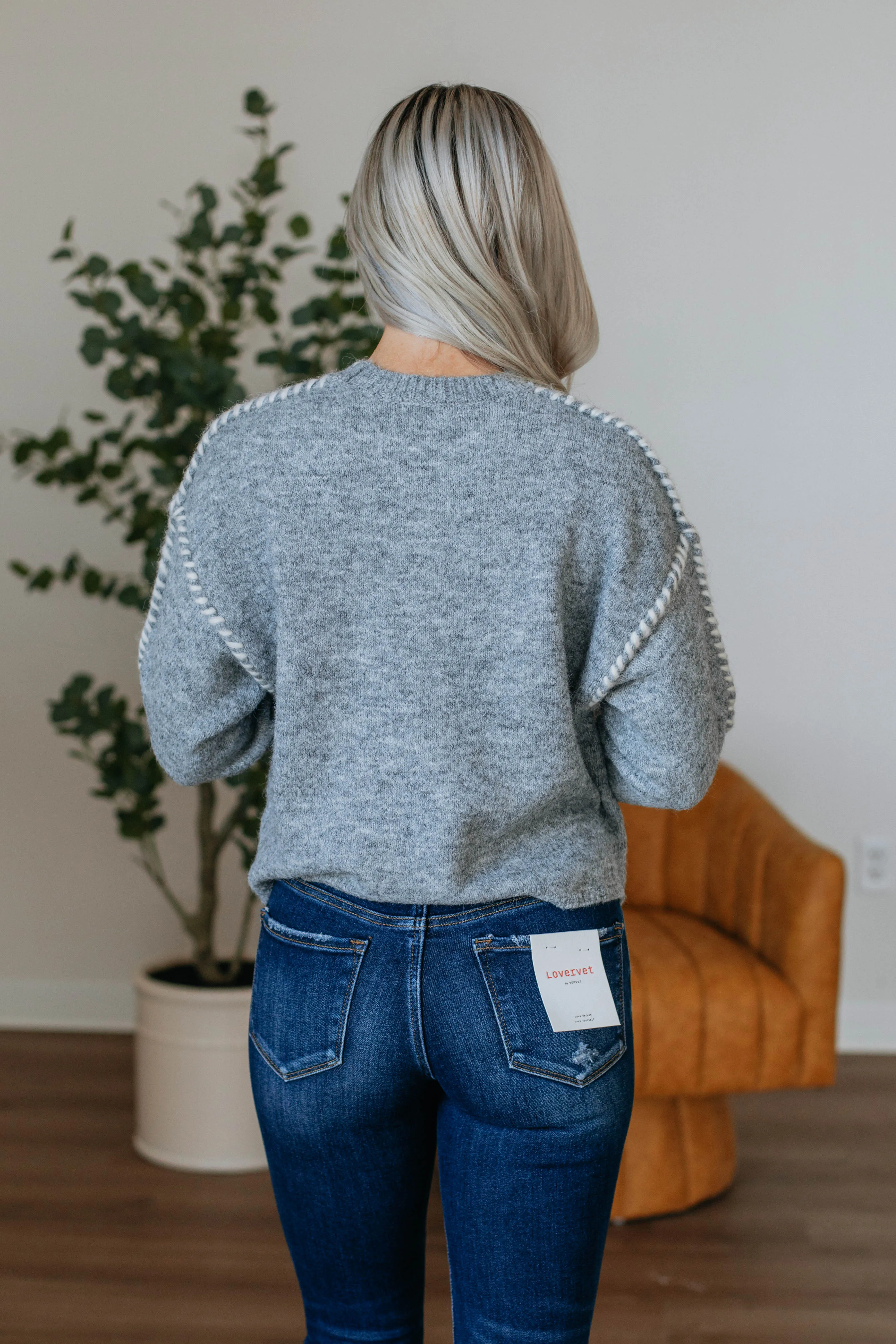 Yuri Knit Sweater - Heather Grey sold by Wild Oak Boutique product image thumbnail 5