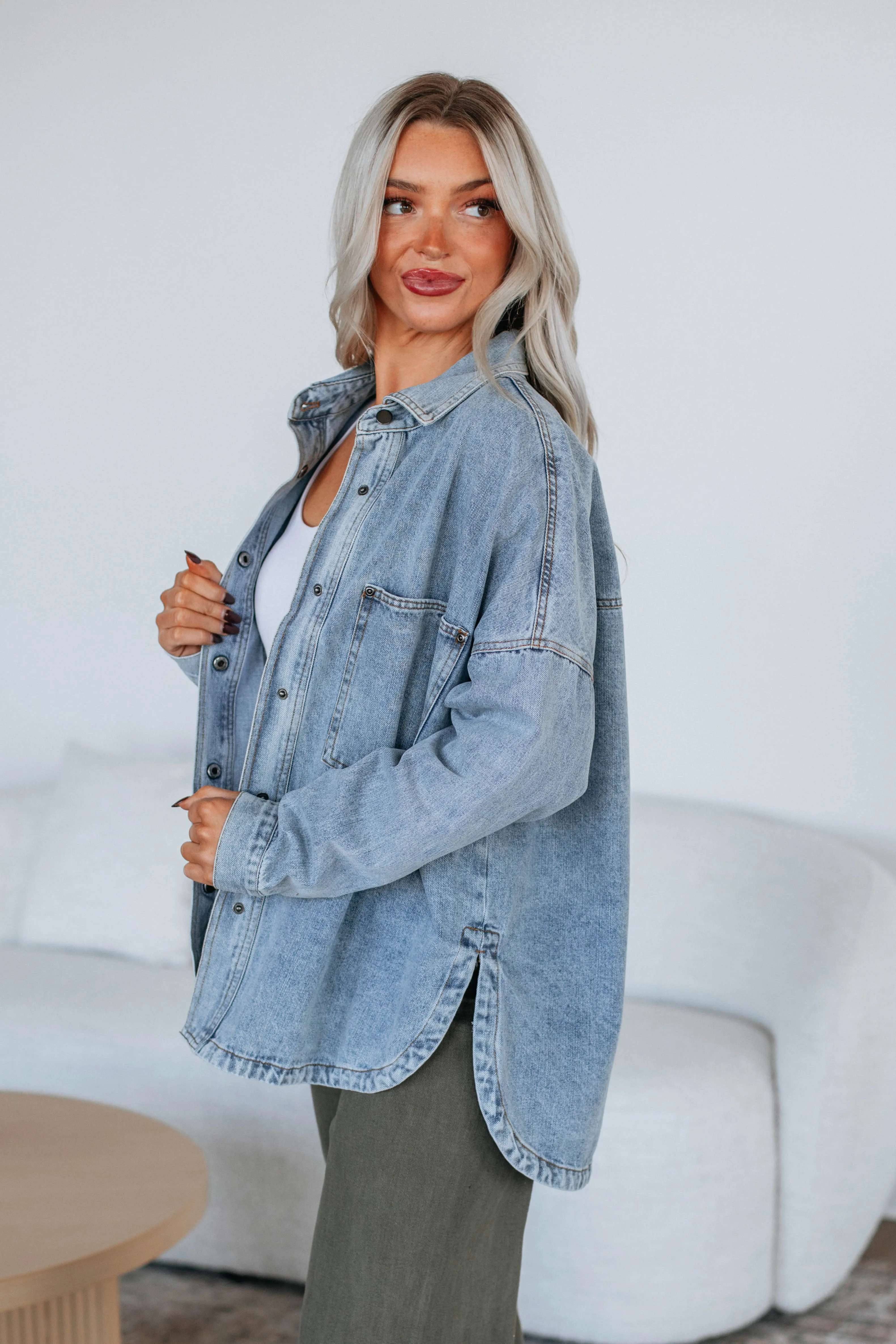 Callahan Denim Shacket - Light Wash sold by Wild Oak Boutique product image thumbnail 2