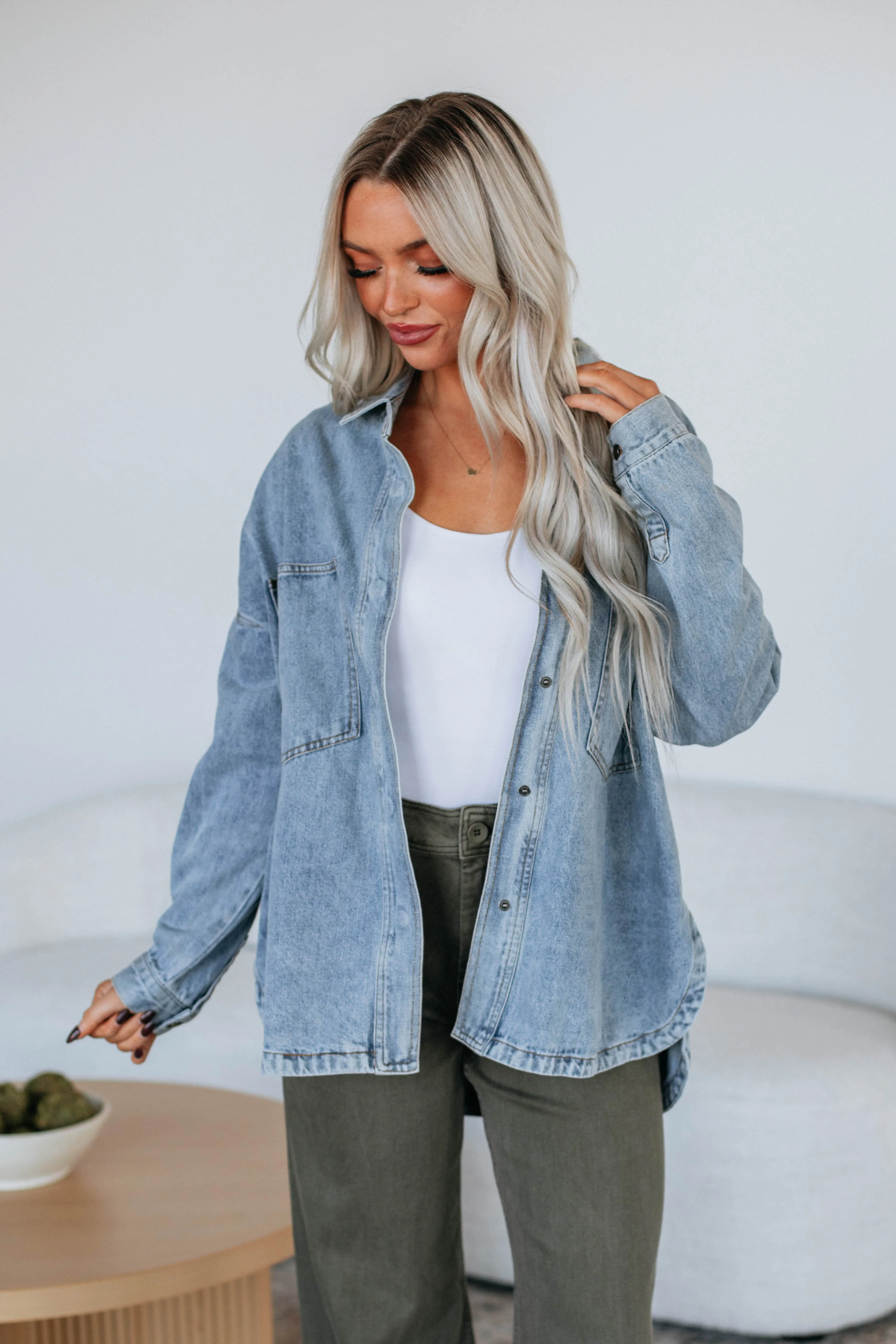 Callahan Denim Shacket - Light Wash sold by Wild Oak Boutique product image thumbnail 4