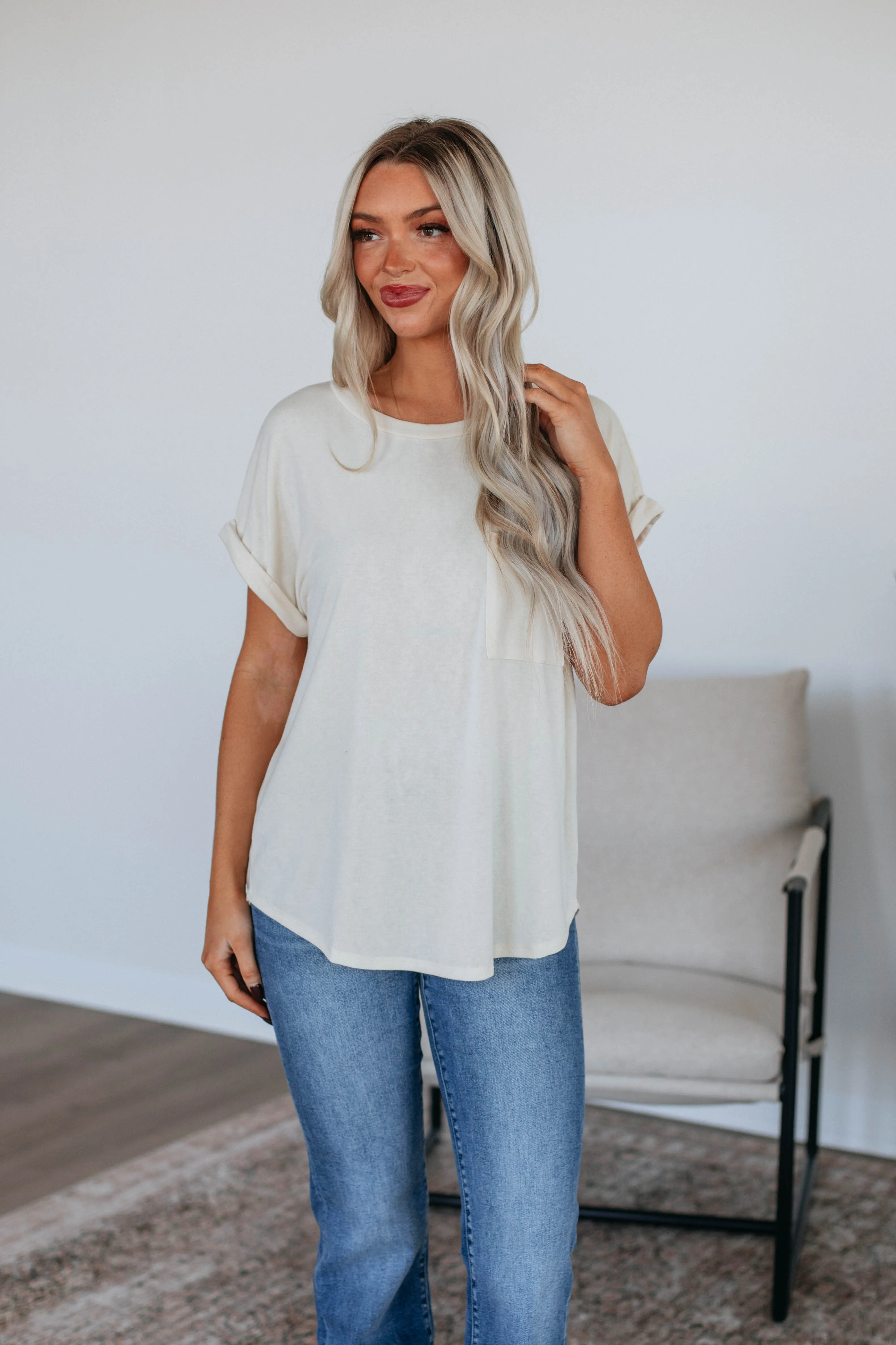 Bower Basic Tee - Cream sold by Wild Oak Boutique