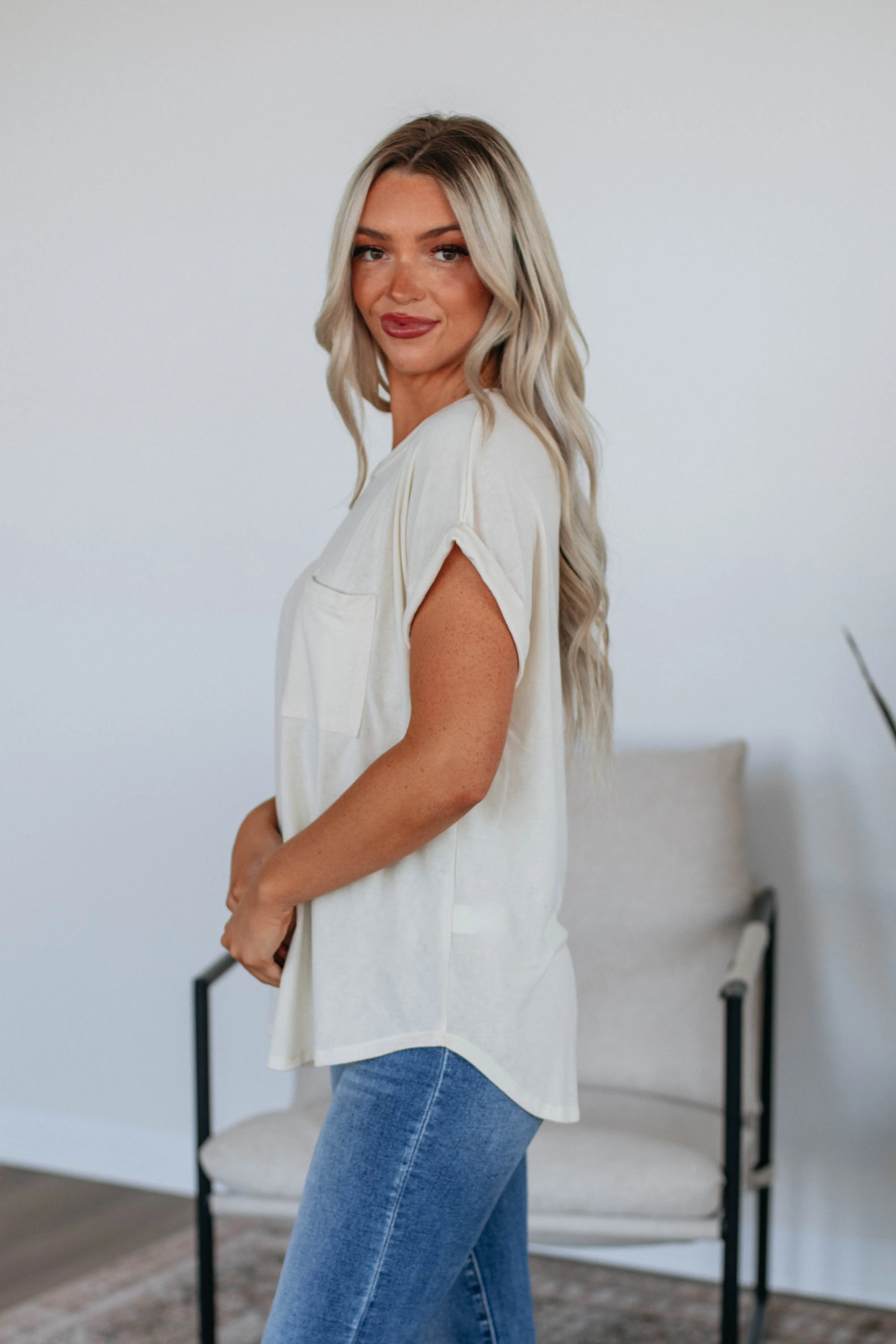 Bower Basic Tee - Cream sold by Wild Oak Boutique product image thumbnail 2