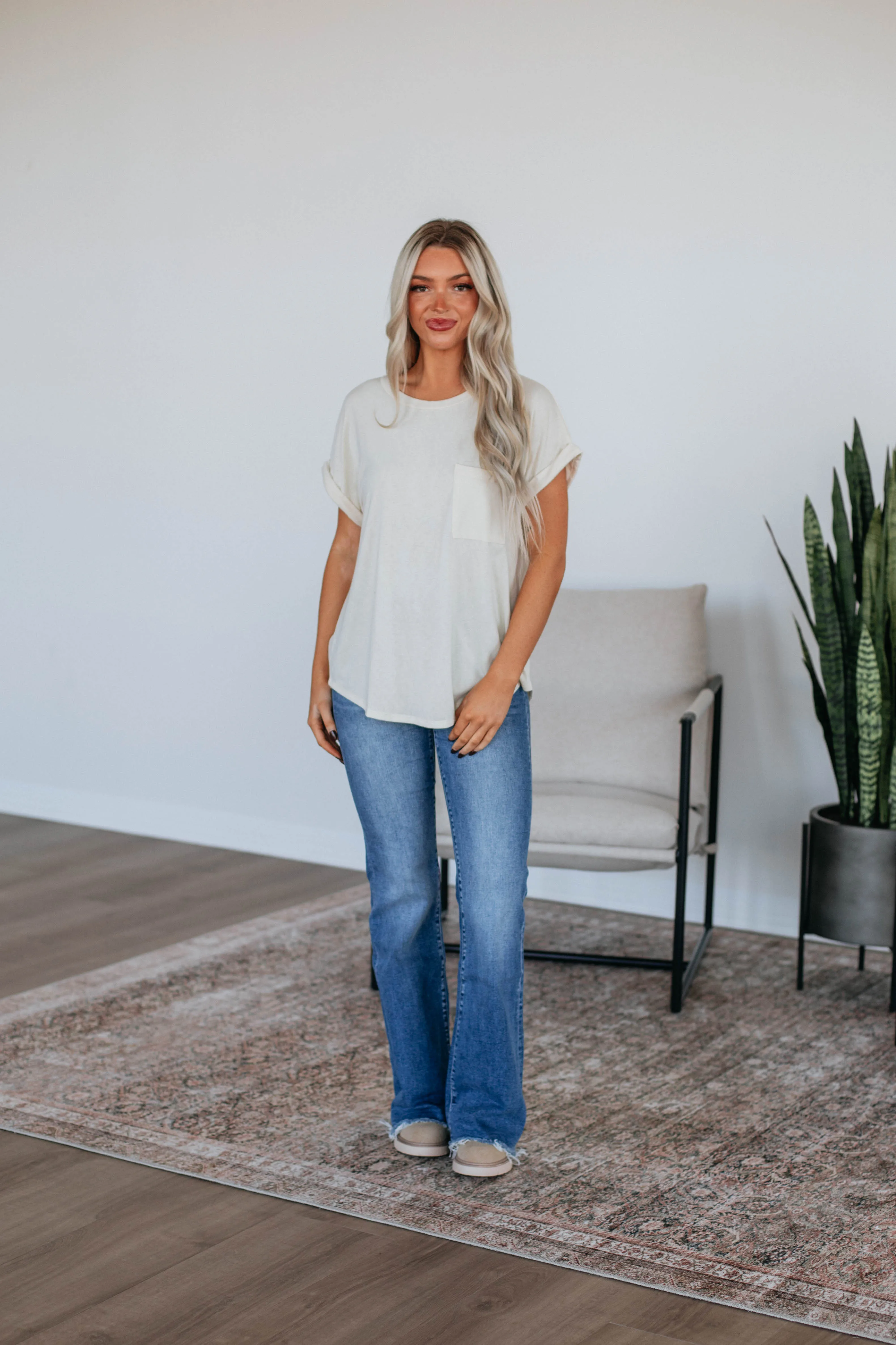 Bower Basic Tee - Cream sold by Wild Oak Boutique product image thumbnail 3